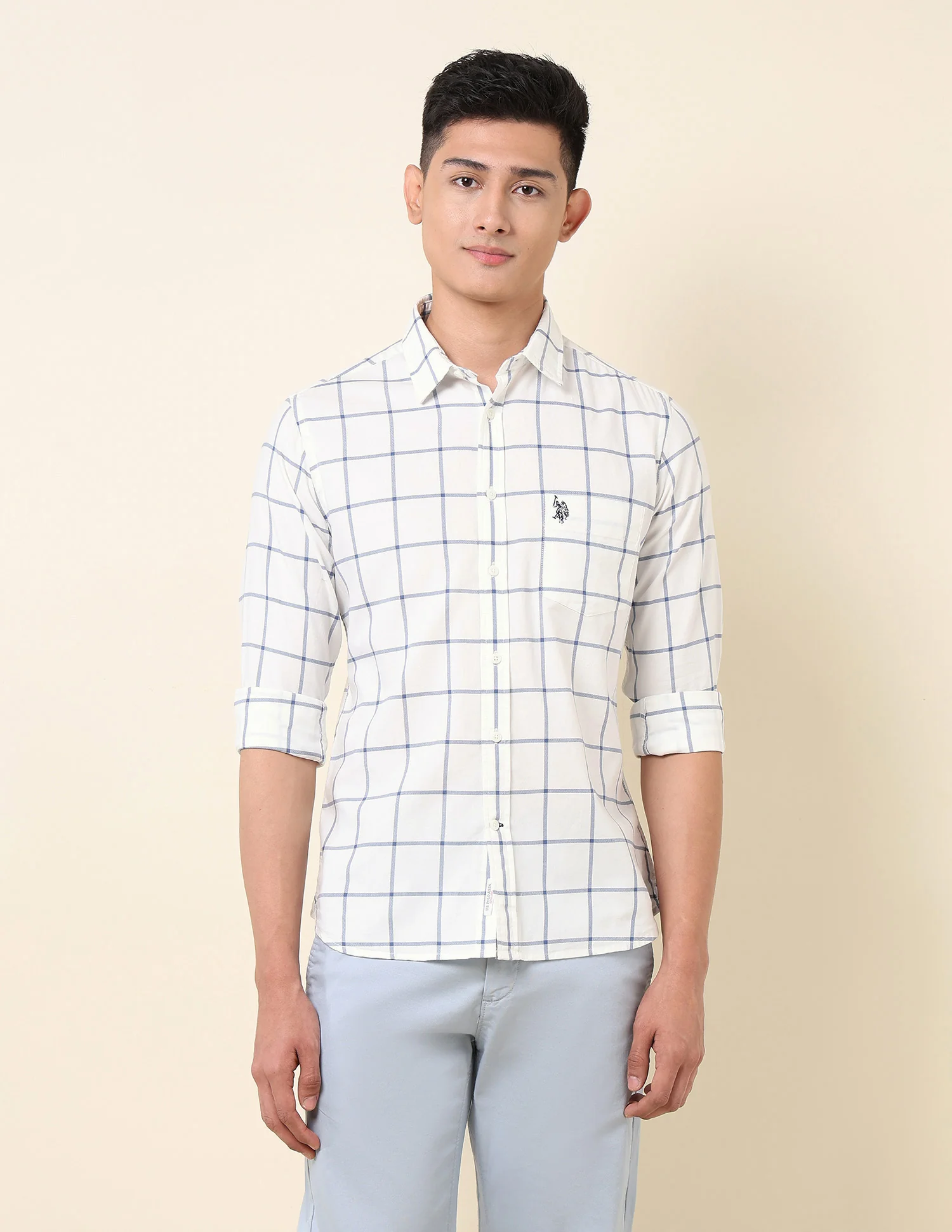 Pure Cotton Windowpane Checked Shirt - Image 6