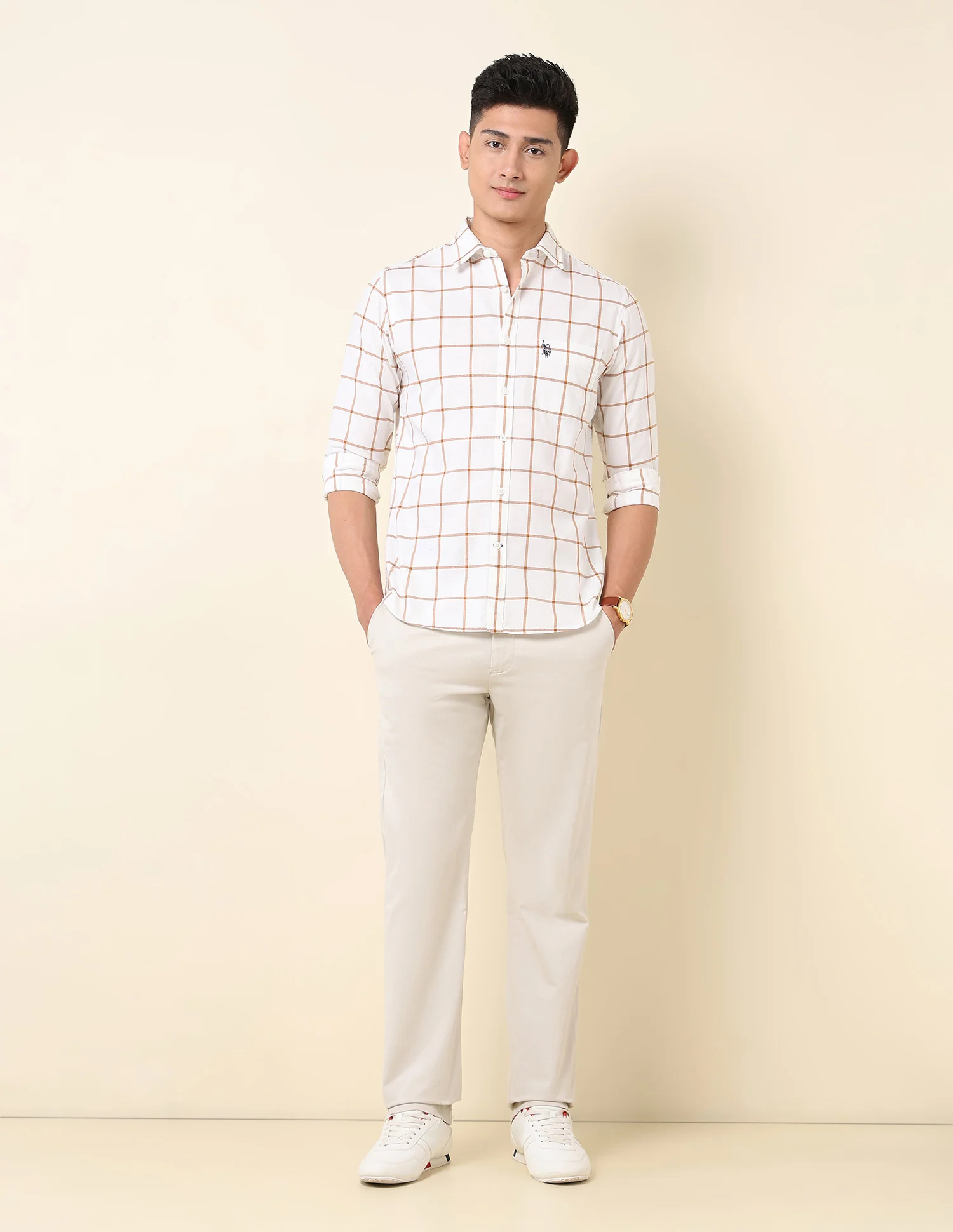 Pure Cotton Windowpane Checked Shirt - Image 3