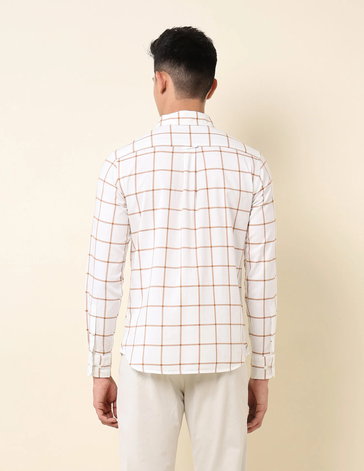Pure Cotton Windowpane Checked Shirt - Image 5