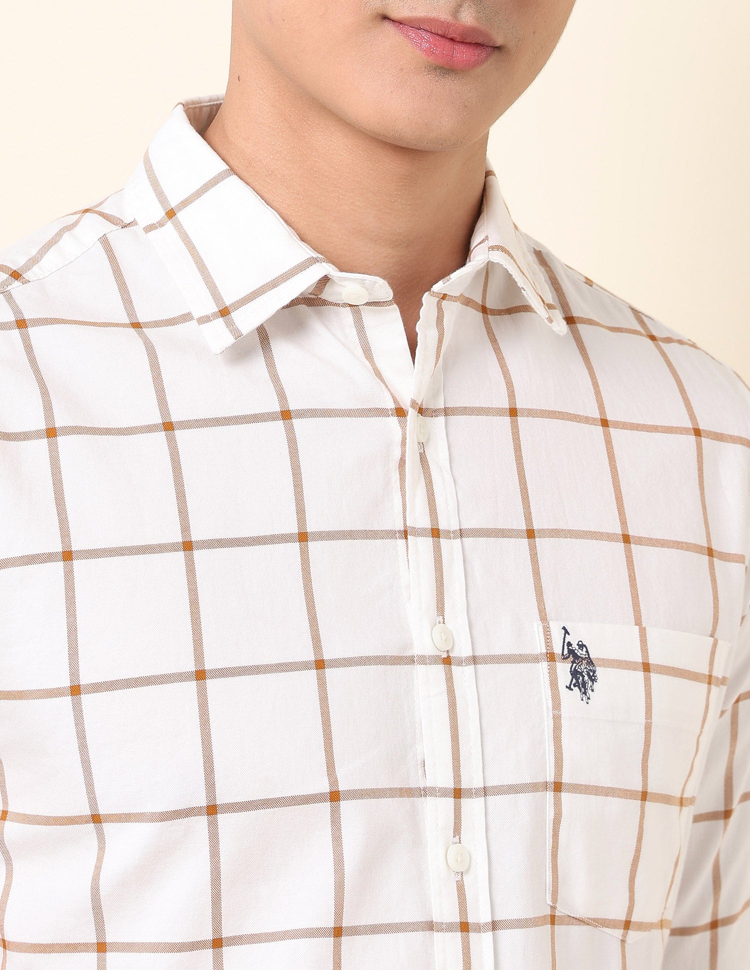 Pure Cotton Windowpane Checked Shirt - Image 7