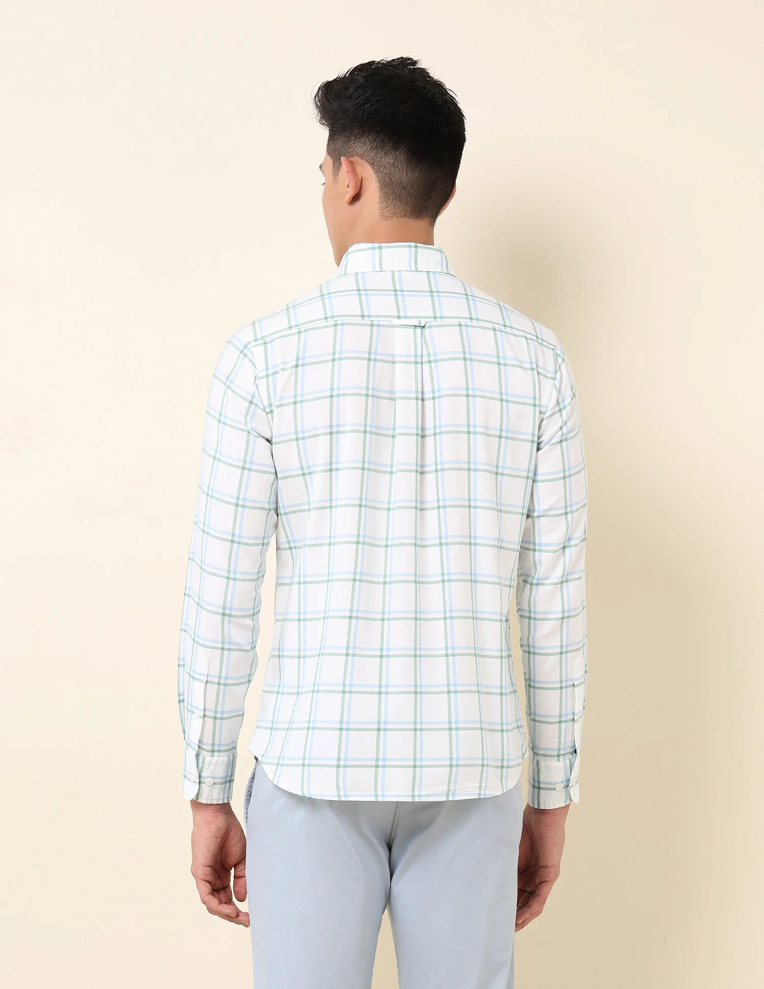 Pure Cotton Windowpane Checked Shirt - Image 5