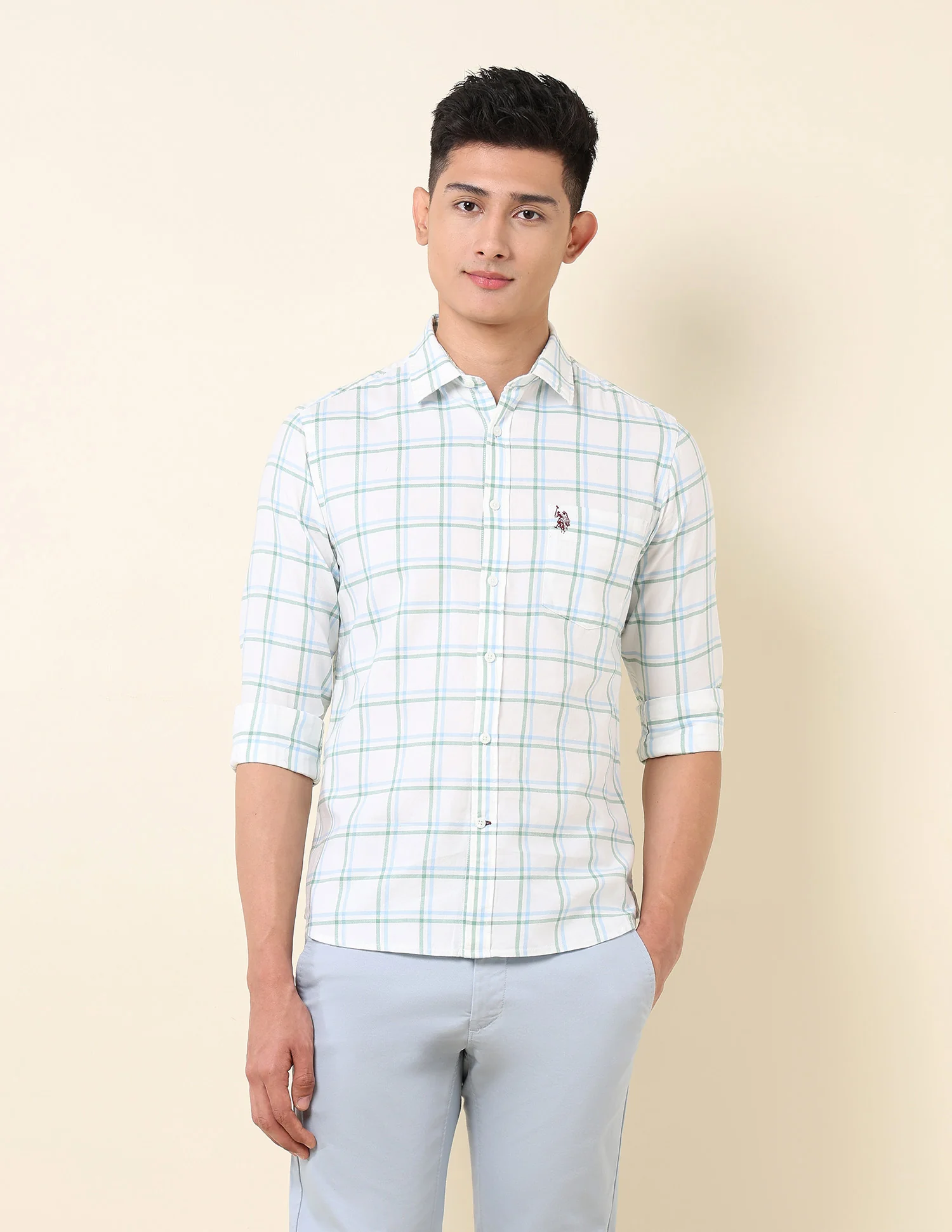 Pure Cotton Windowpane Checked Shirt - Image 6