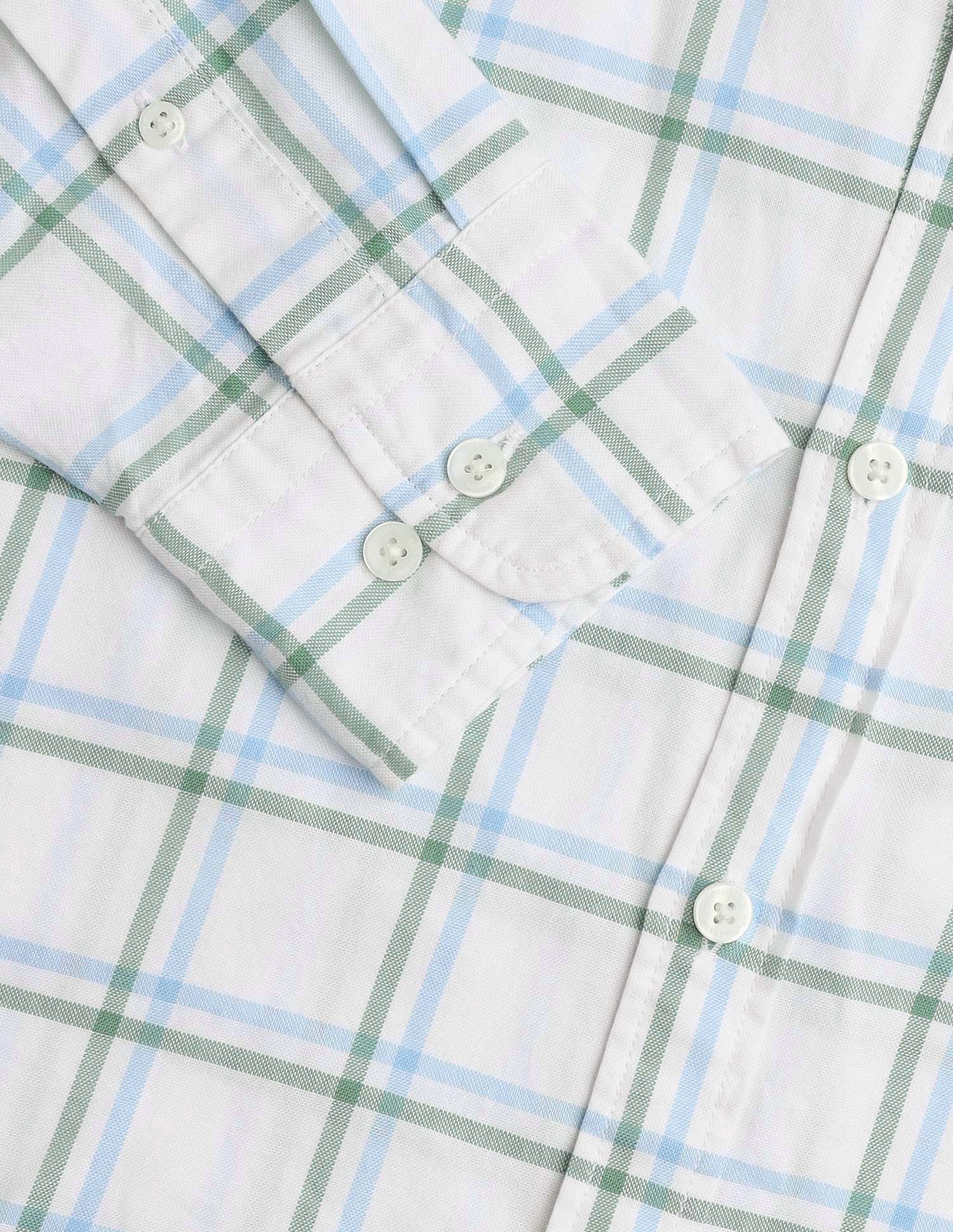 Pure Cotton Windowpane Checked Shirt - Image 8