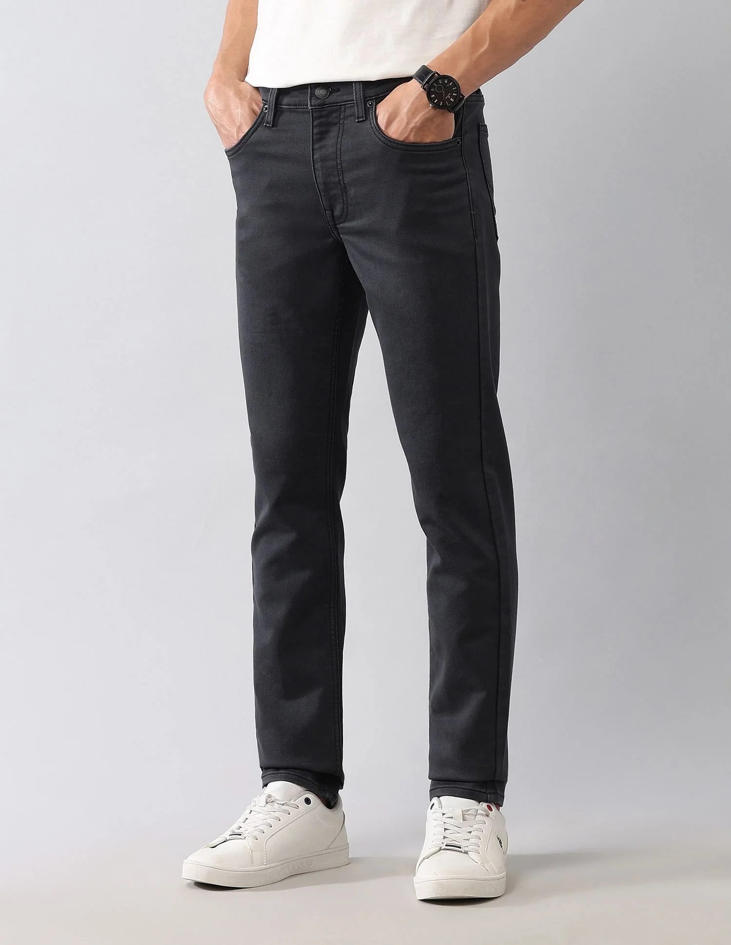 Regallo Skinny Fit Black Jeans