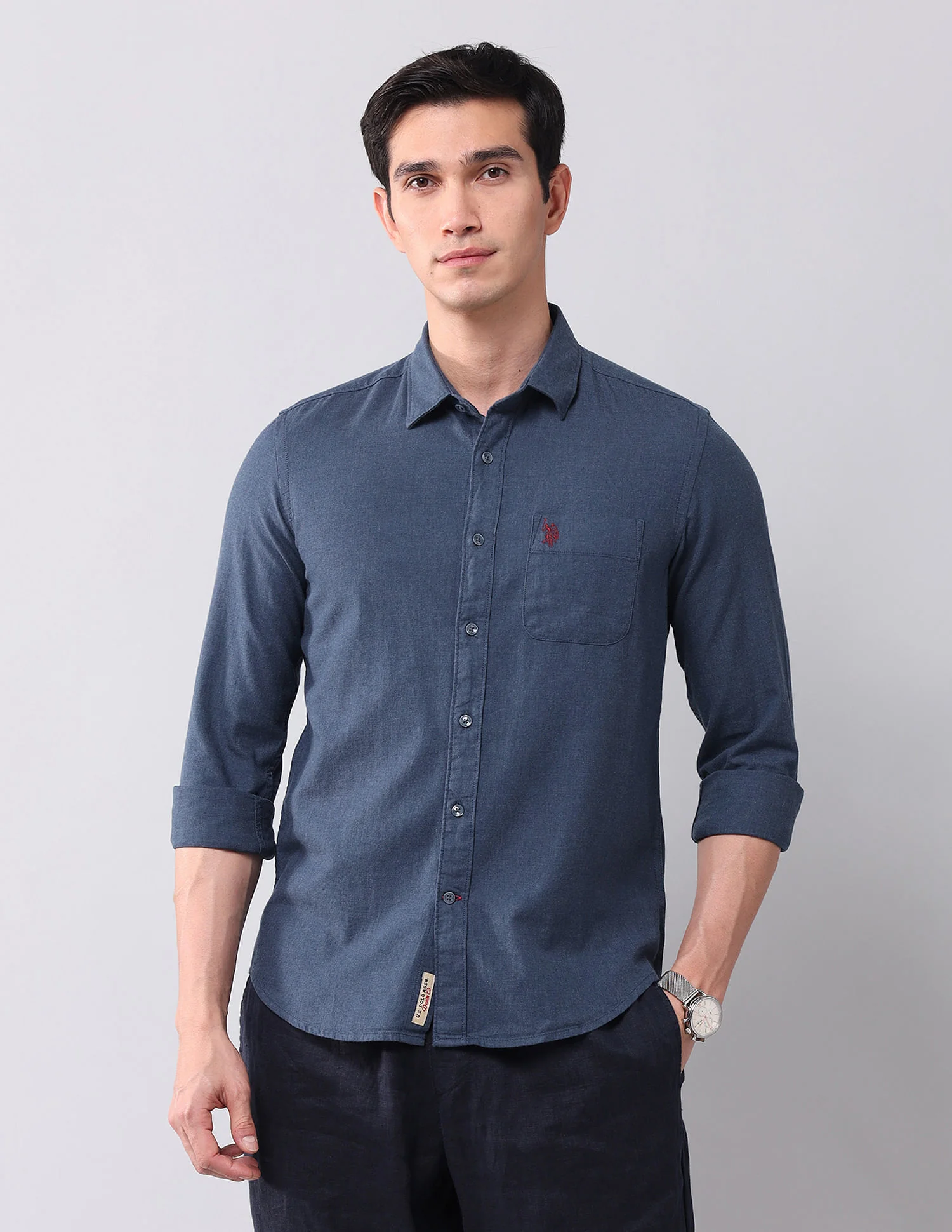 Regular Fit Chambray Solid Shirt