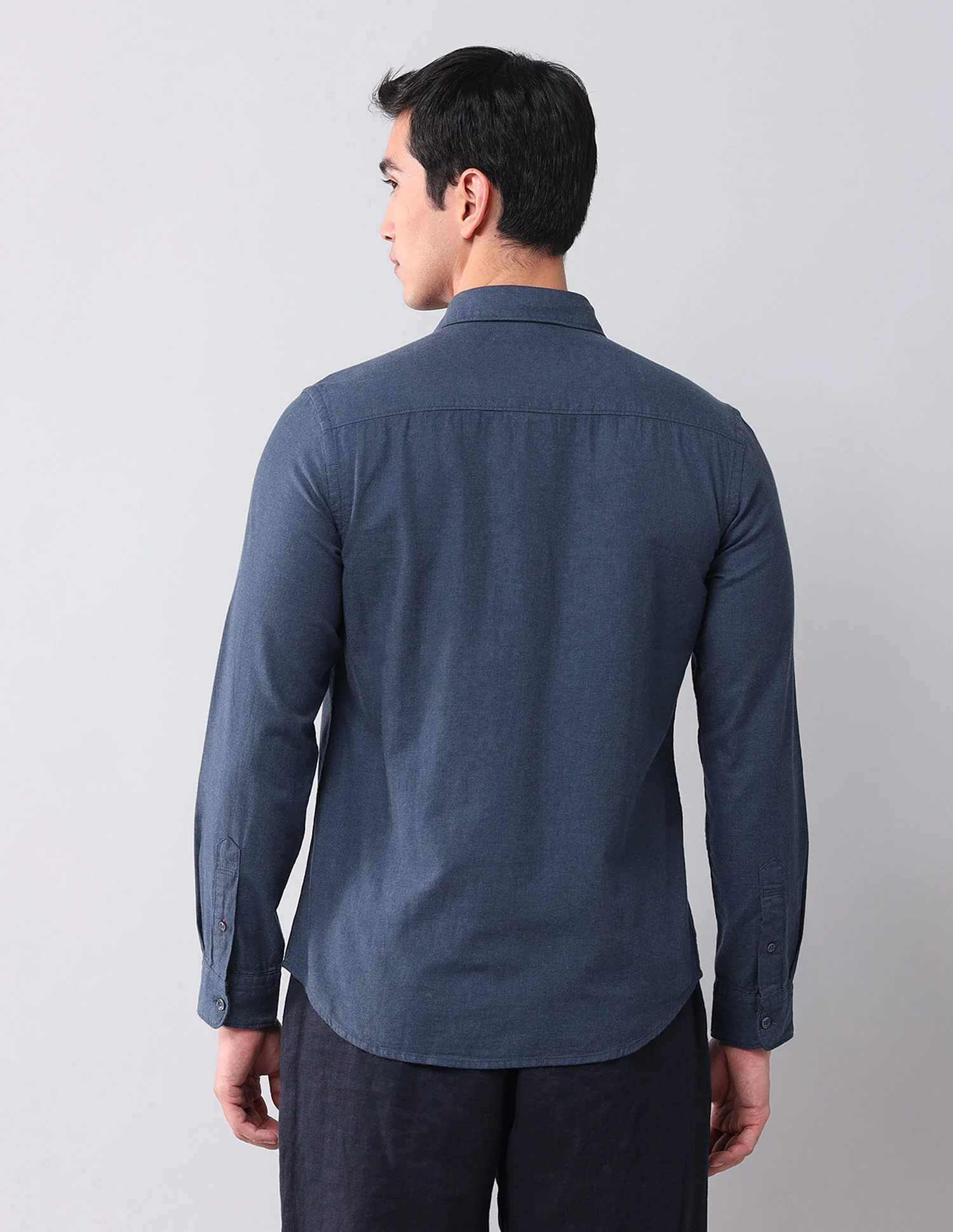 Regular Fit Chambray Solid Shirt - Image 5