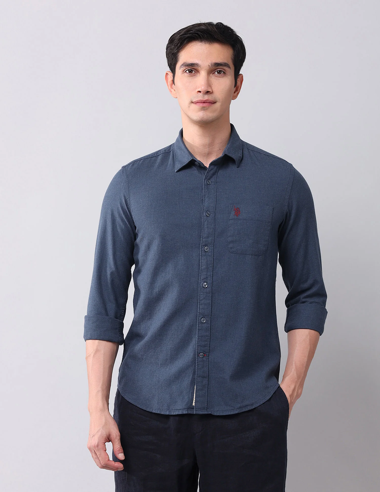 Regular Fit Chambray Solid Shirt - Image 6