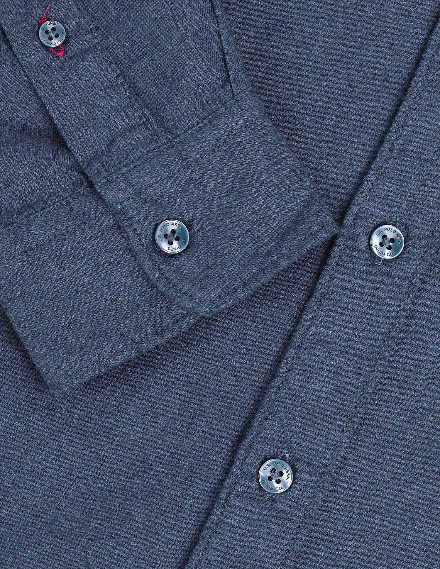 Regular Fit Chambray Solid Shirt - Image 8