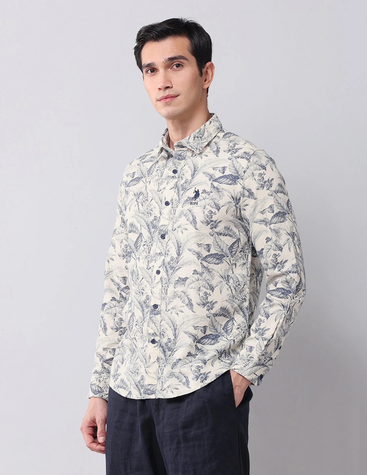Regular Fit Dobby Printed Shirt - Image 3