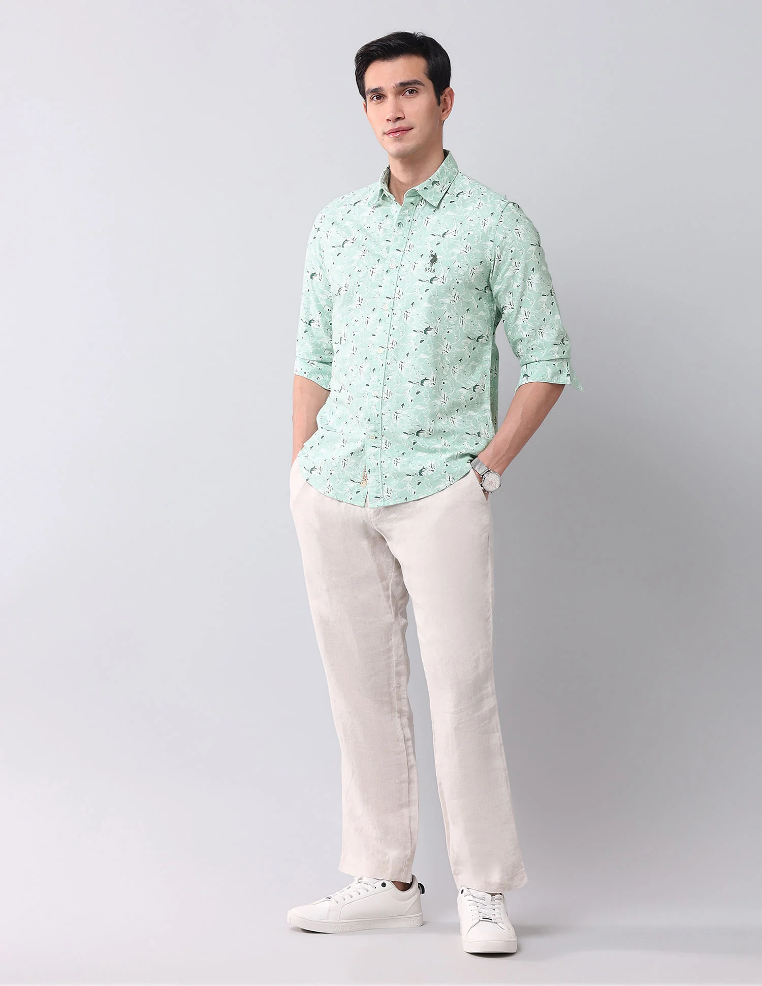 Regular Fit Dobby Printed Shirt - Image 3
