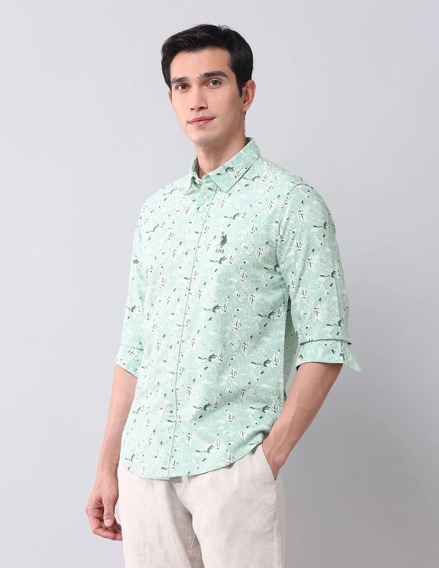 Regular Fit Dobby Printed Shirt - Image 4
