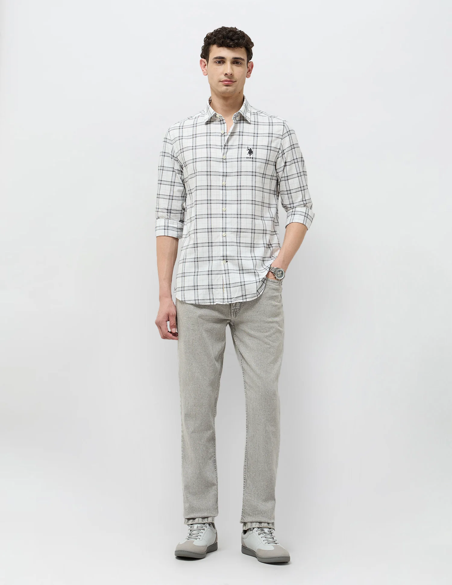 Regular Fit Grid Tattersall Checked Shirt - Image 3
