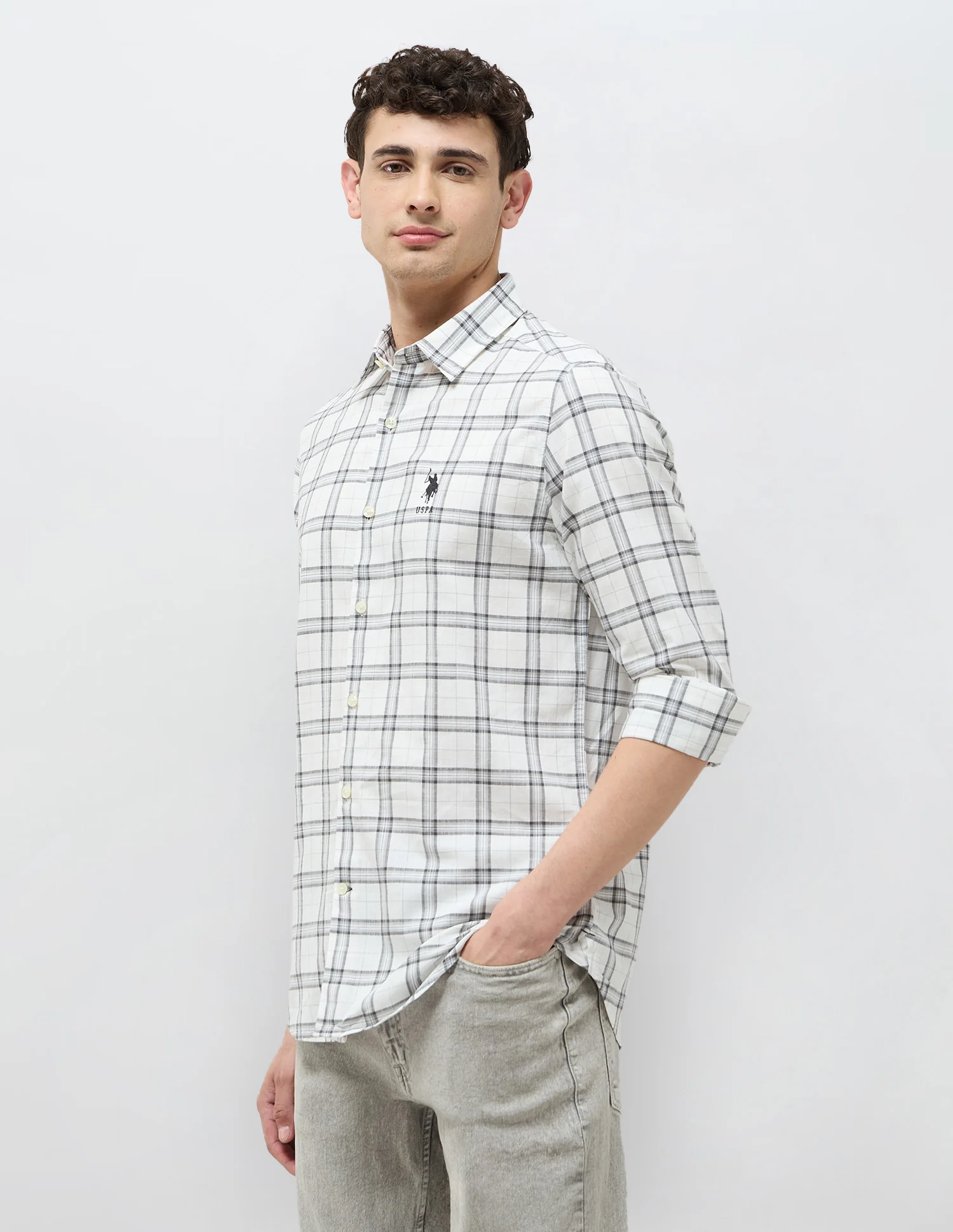 Regular Fit Grid Tattersall Checked Shirt - Image 4