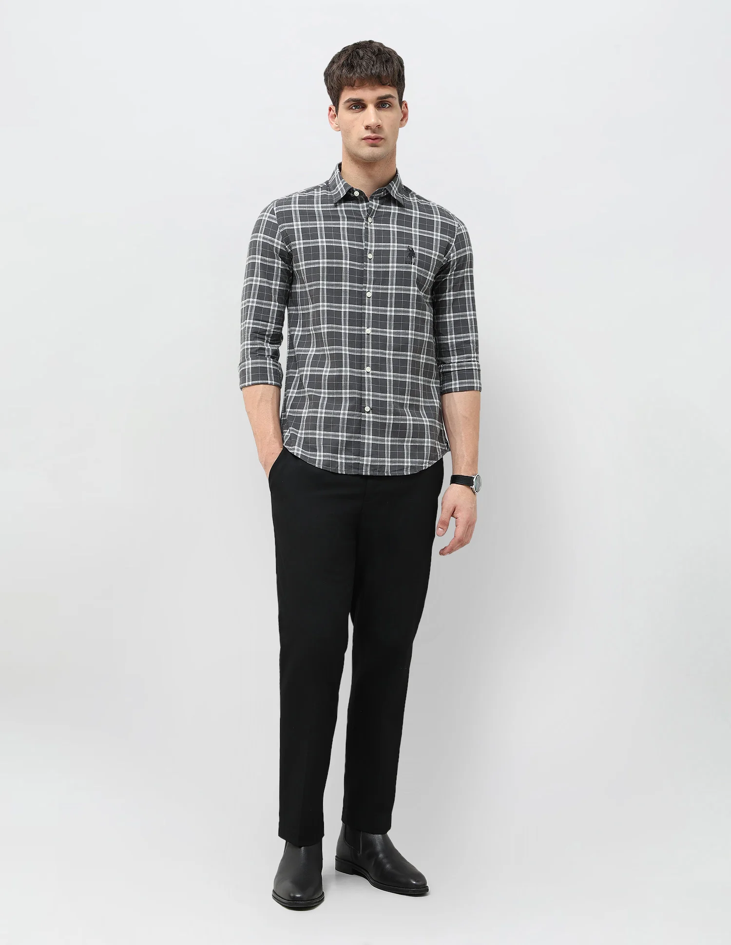 Regular Fit Grid Tattersall Checked Shirt - Image 3