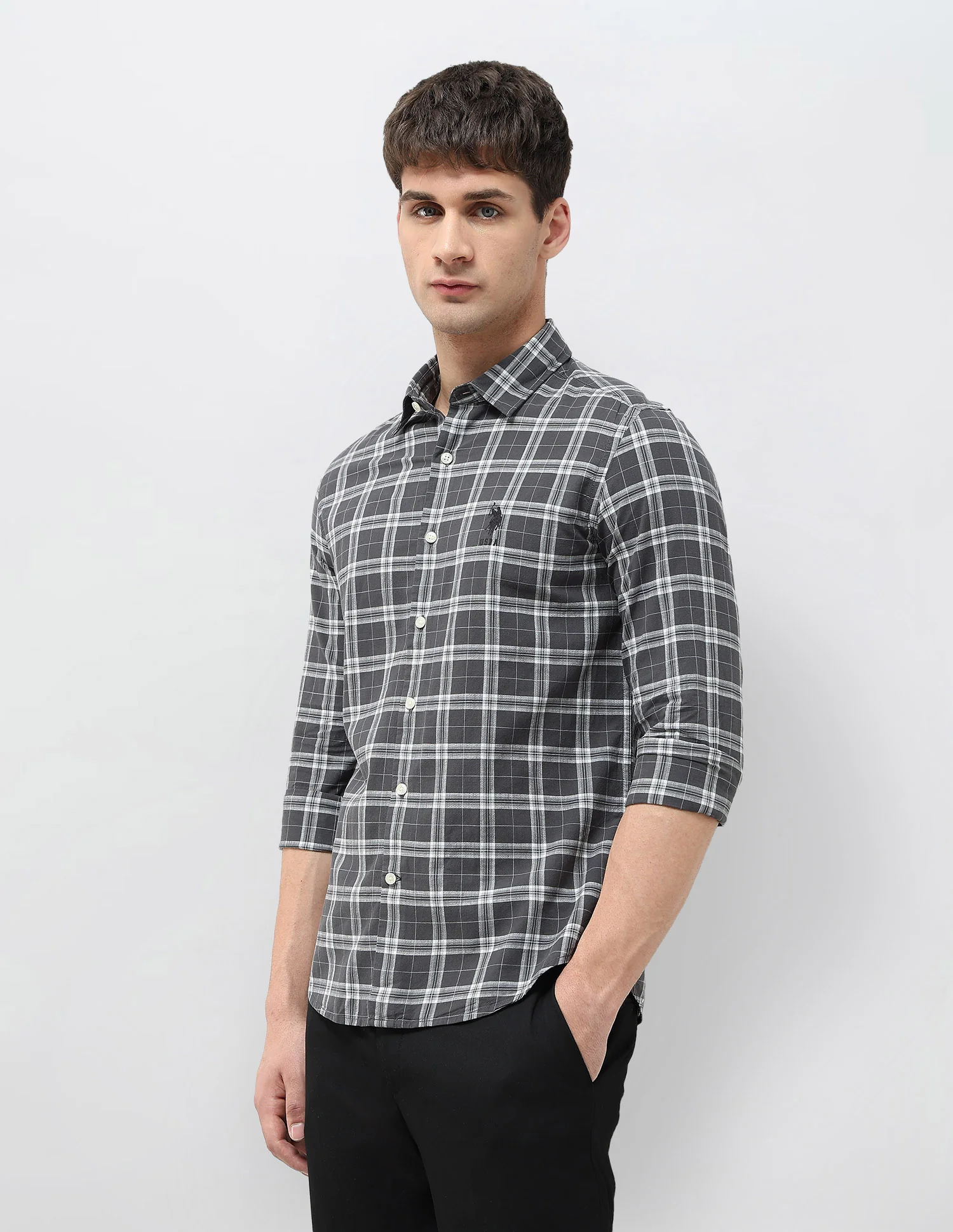 Regular Fit Grid Tattersall Checked Shirt - Image 4