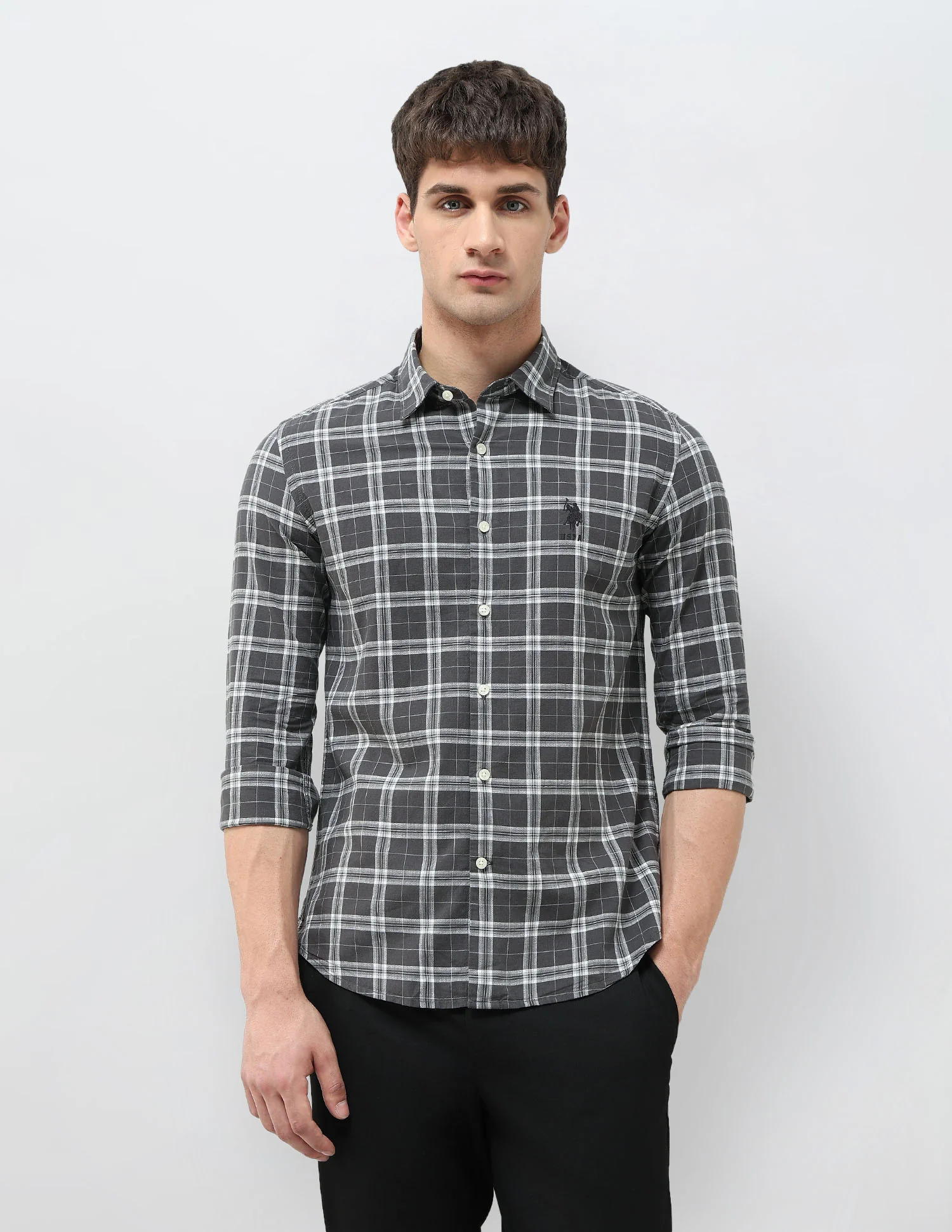 Regular Fit Grid Tattersall Checked Shirt - Image 6