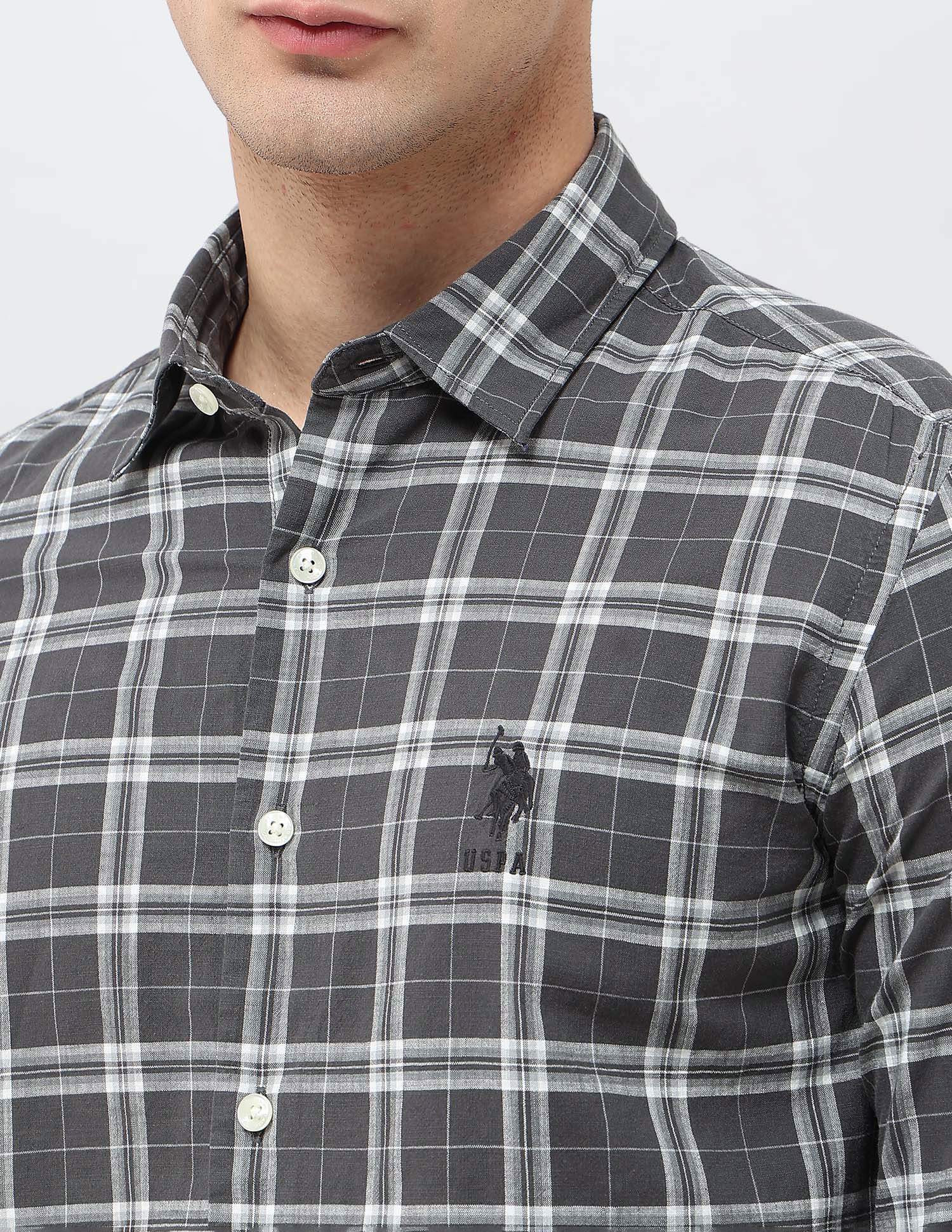 Regular Fit Grid Tattersall Checked Shirt - Image 7
