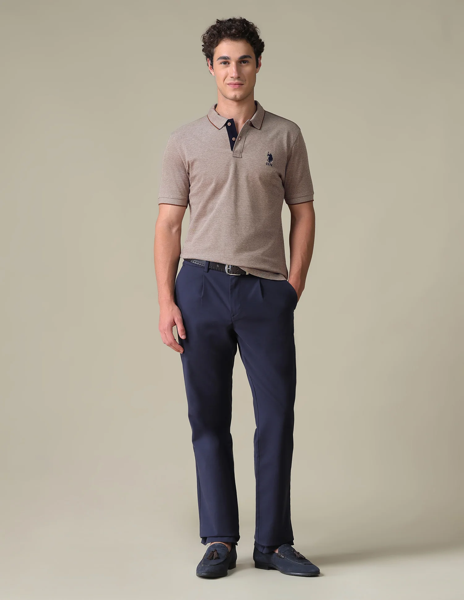 Regular Fit Heathered Polo Shirt - Image 3