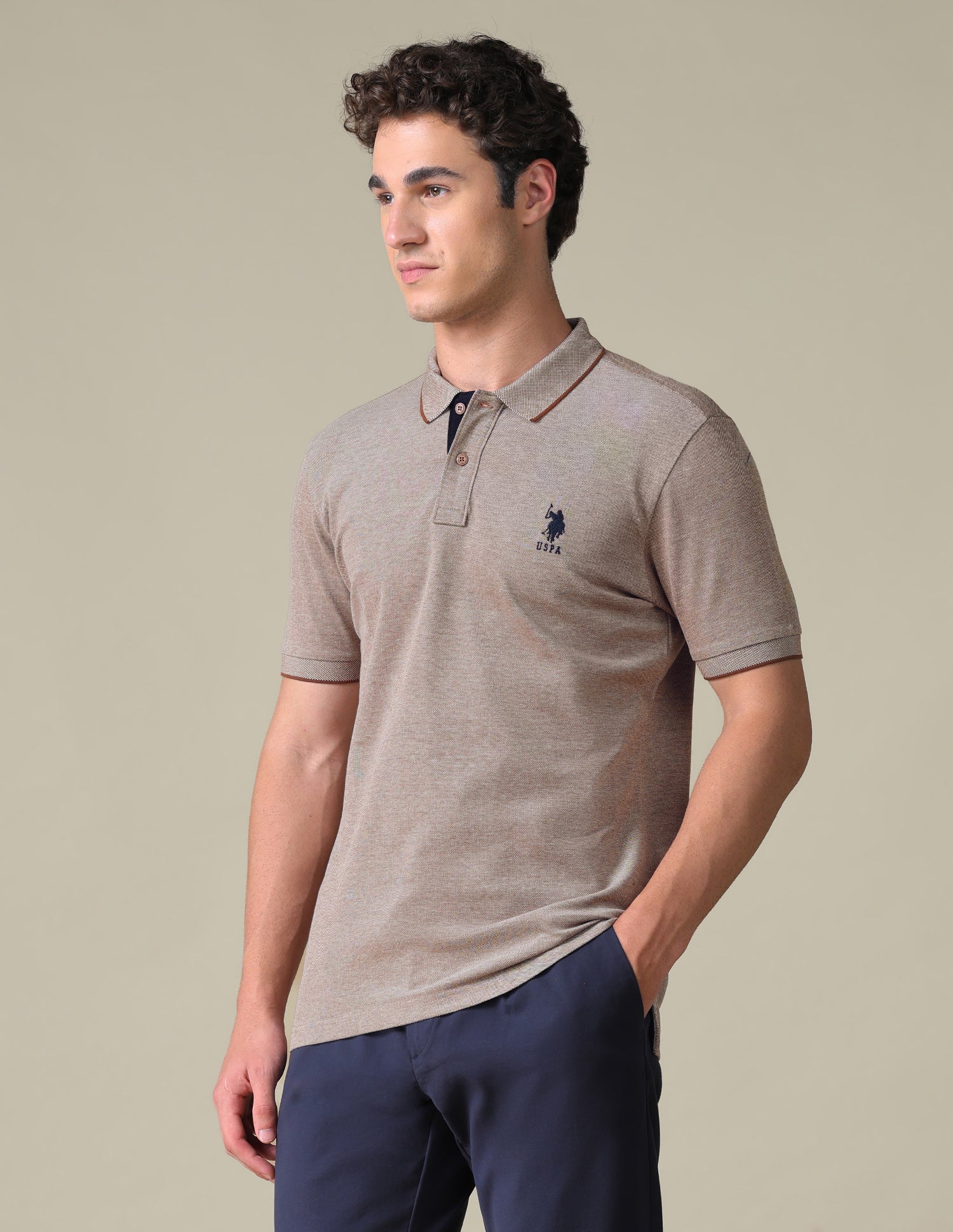 Regular Fit Heathered Polo Shirt - Image 4