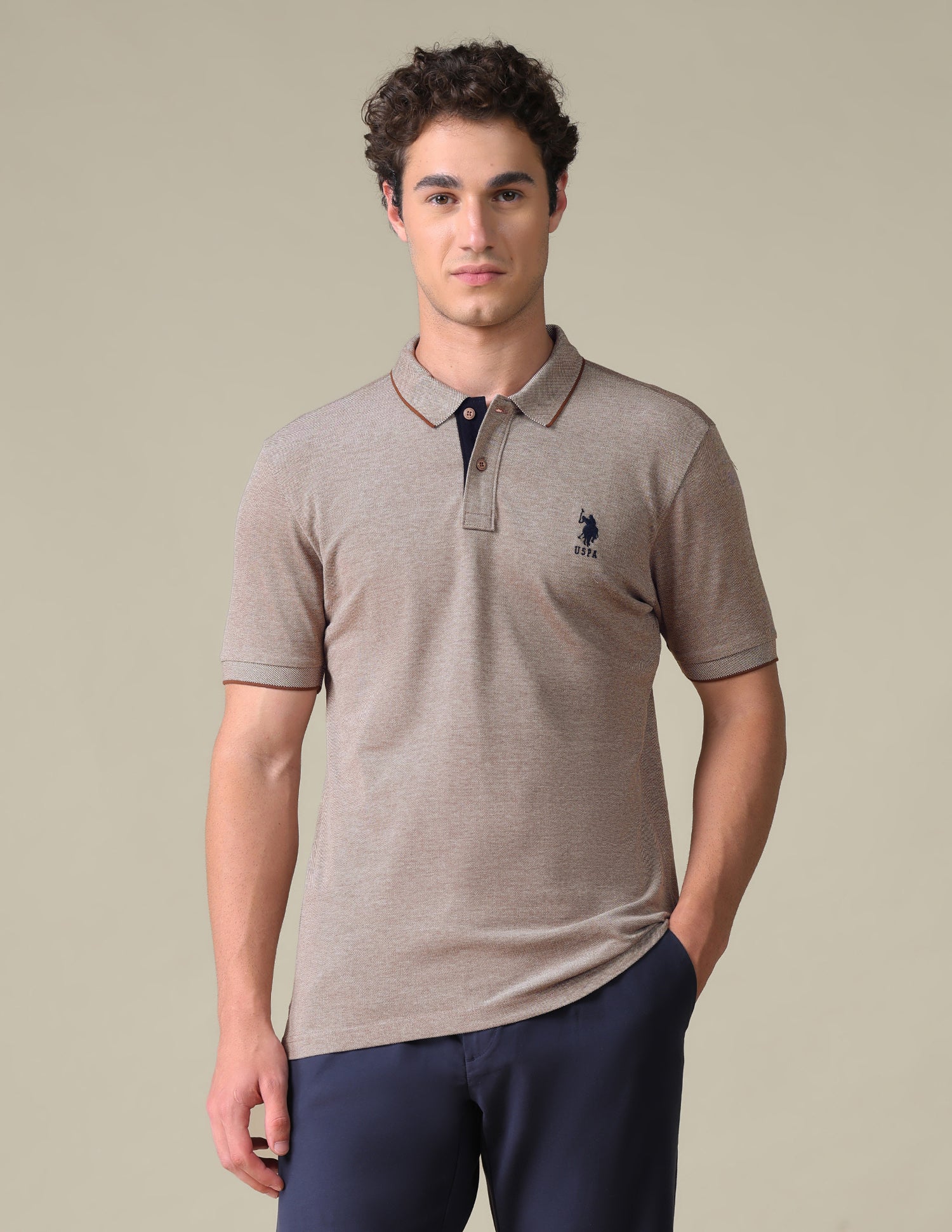 Regular Fit Heathered Polo Shirt - Image 6