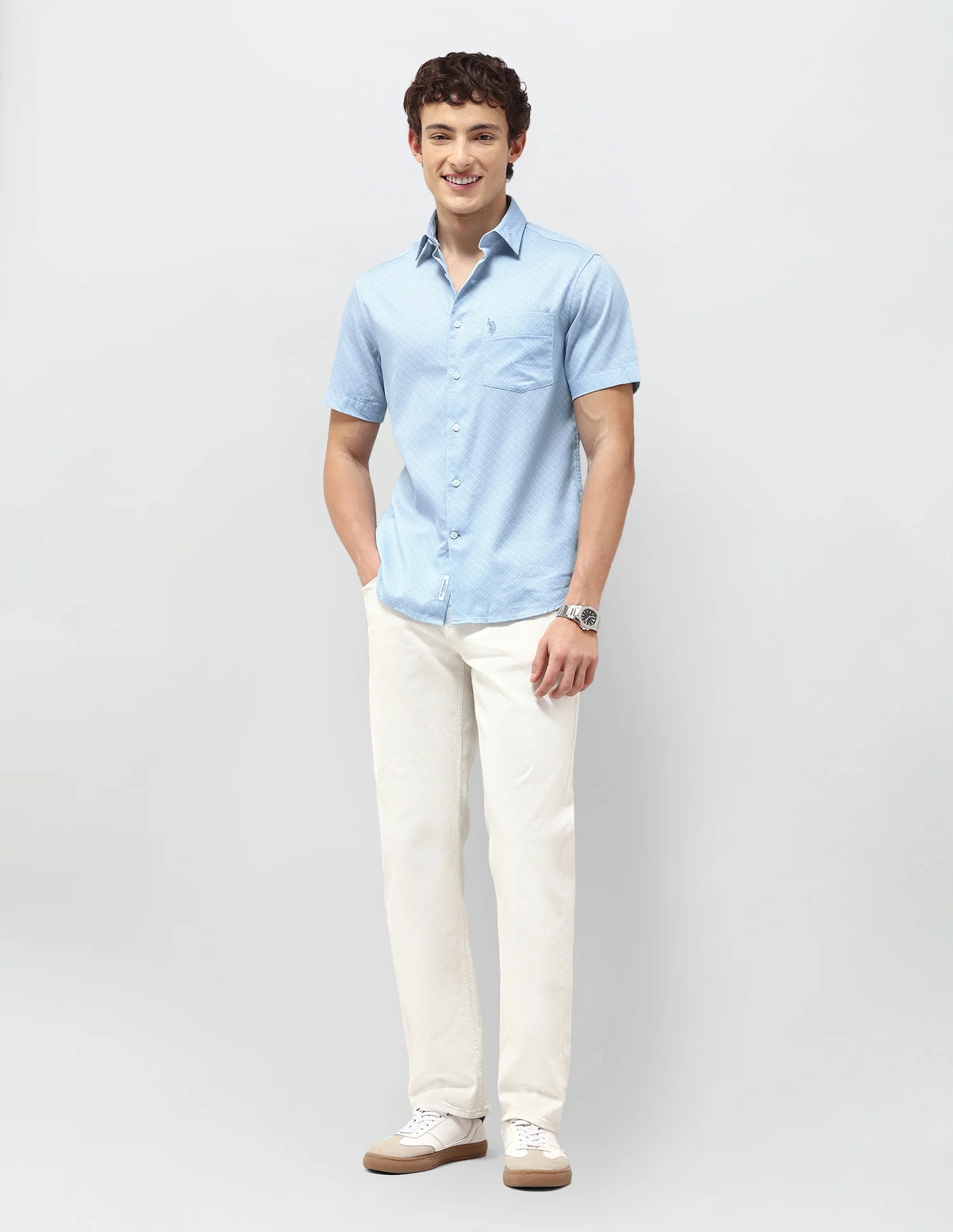 Regular Fit Self Design Geometric Shirt - Image 3