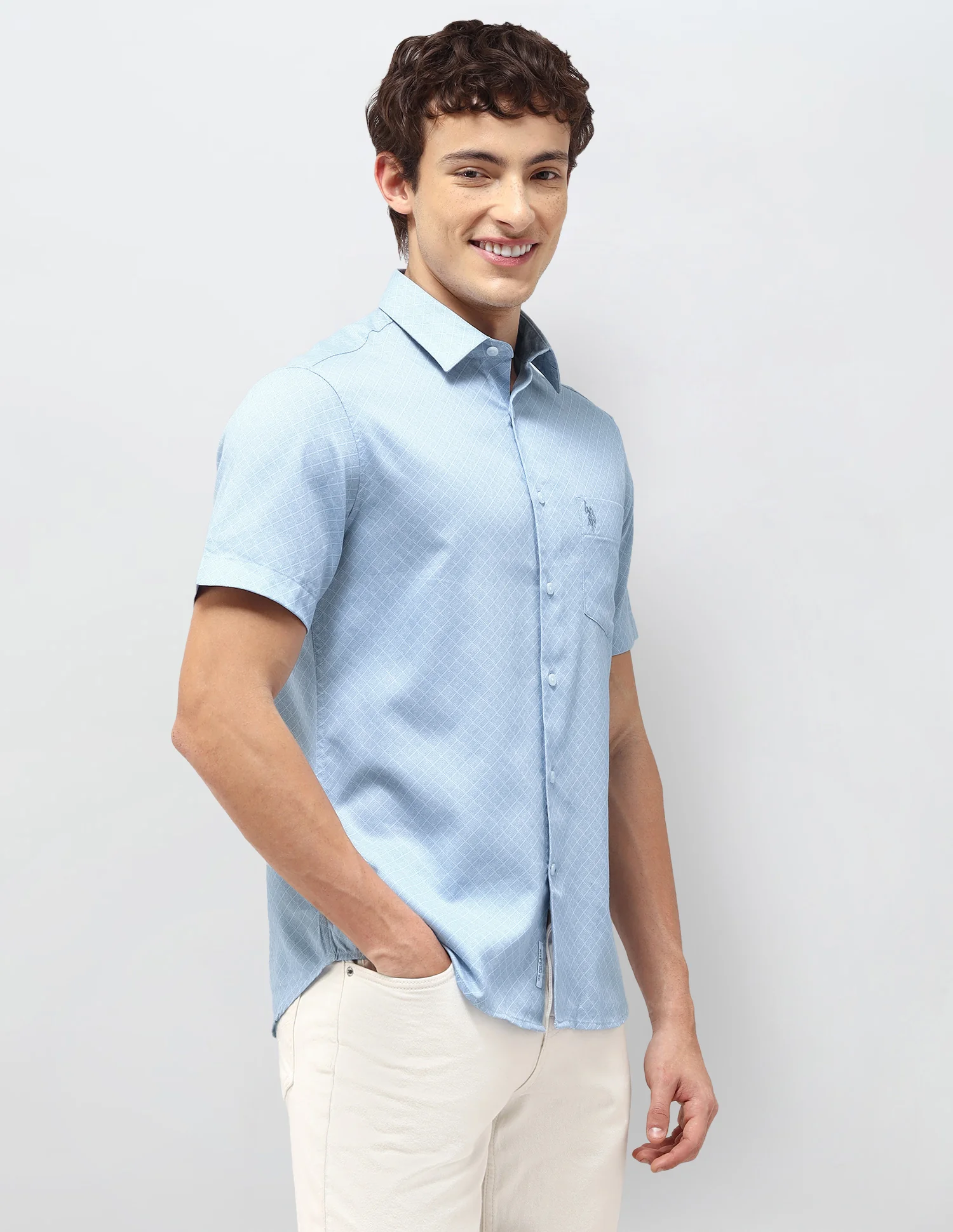 Regular Fit Self Design Geometric Shirt - Image 4