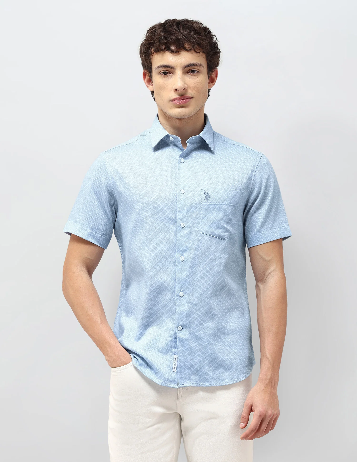 Regular Fit Self Design Geometric Shirt - Image 6