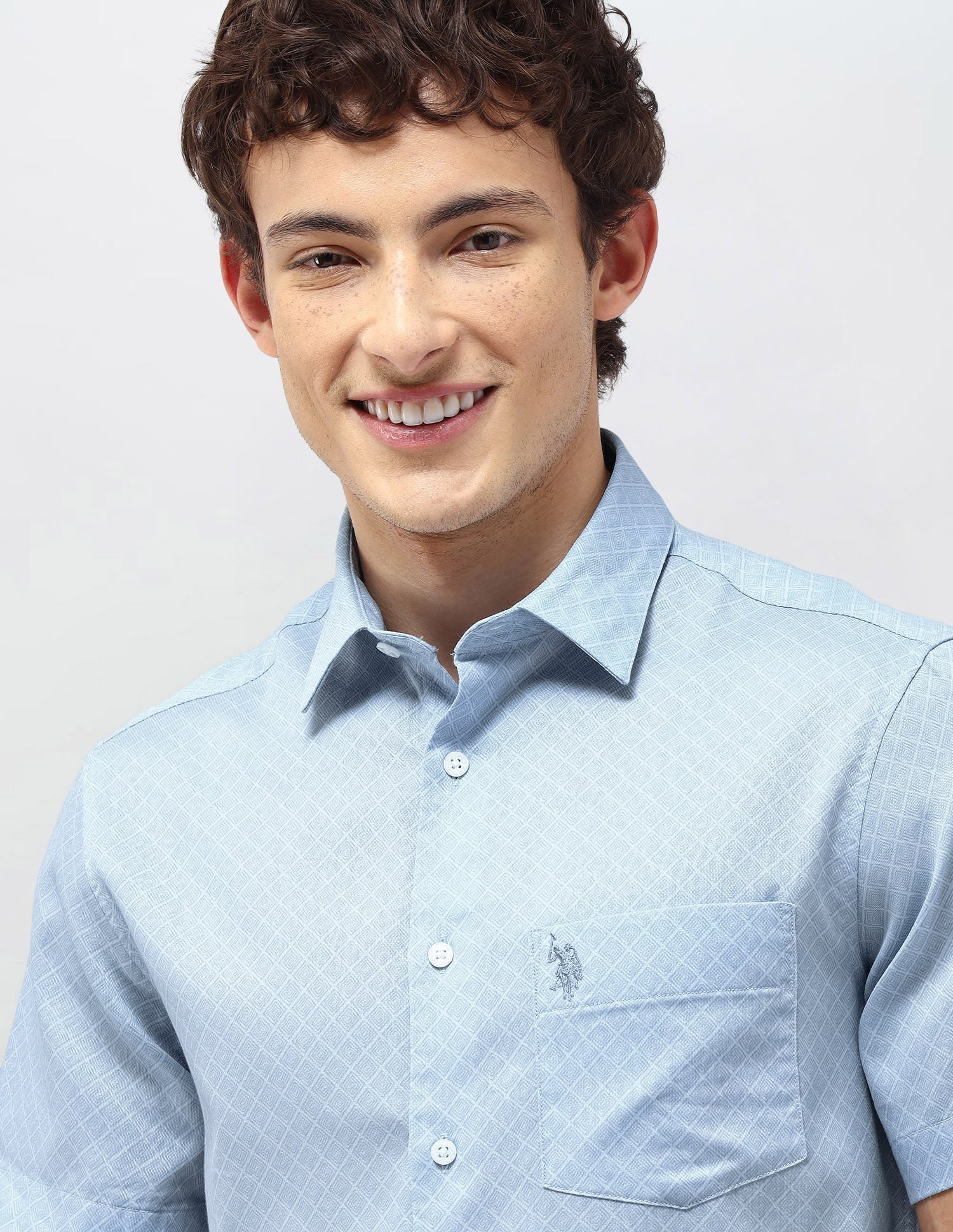 Regular Fit Self Design Geometric Shirt - Image 7