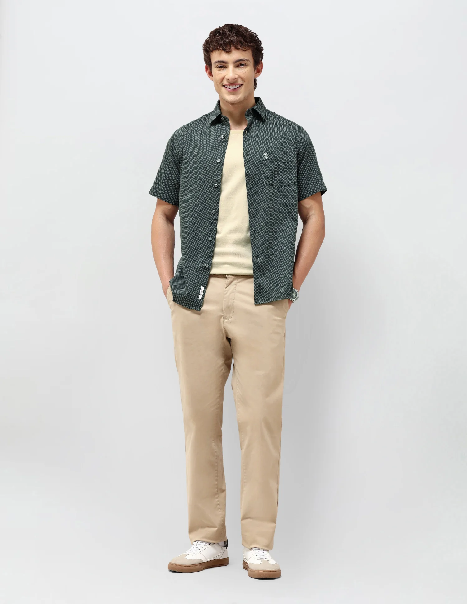 Regular Fit Self Design Geometric Shirt - Image 3