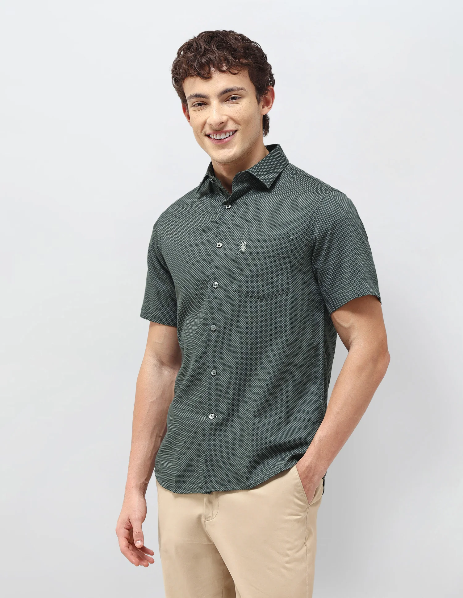 Regular Fit Self Design Geometric Shirt - Image 4