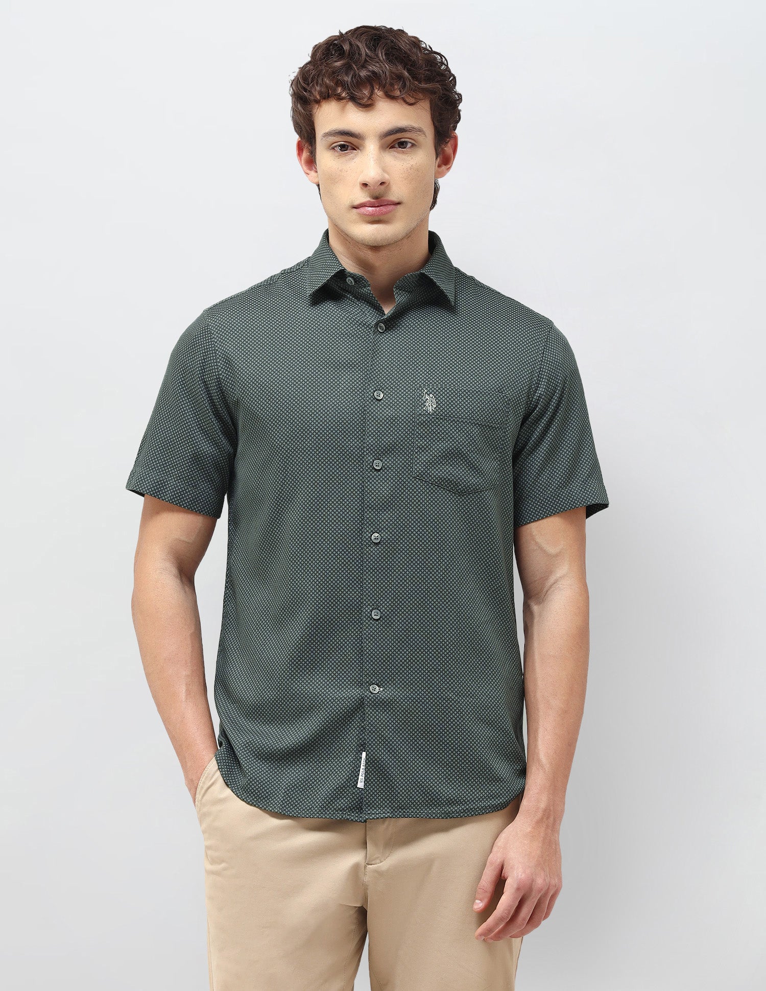Regular Fit Self Design Geometric Shirt - Image 6