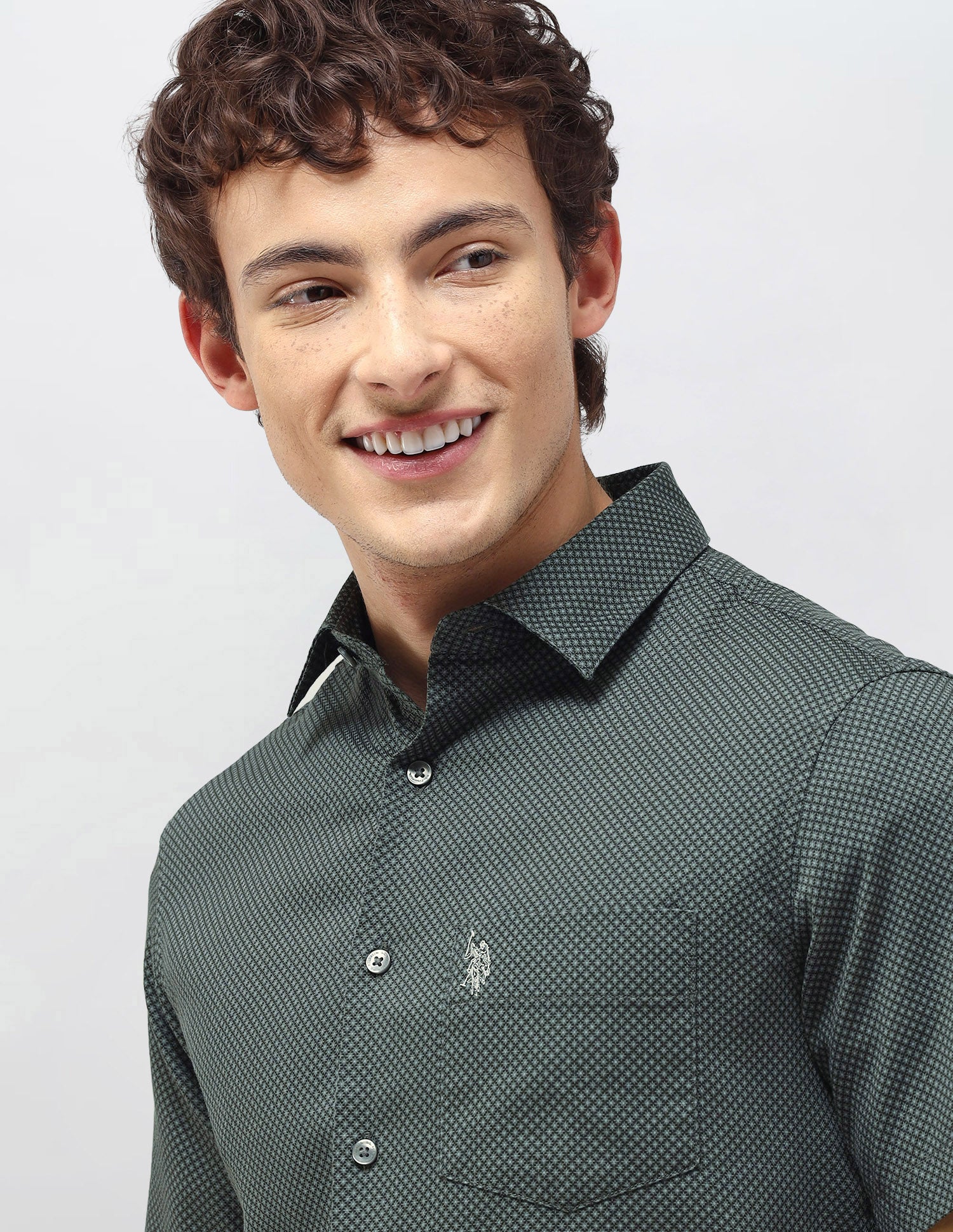 Regular Fit Self Design Geometric Shirt - Image 7
