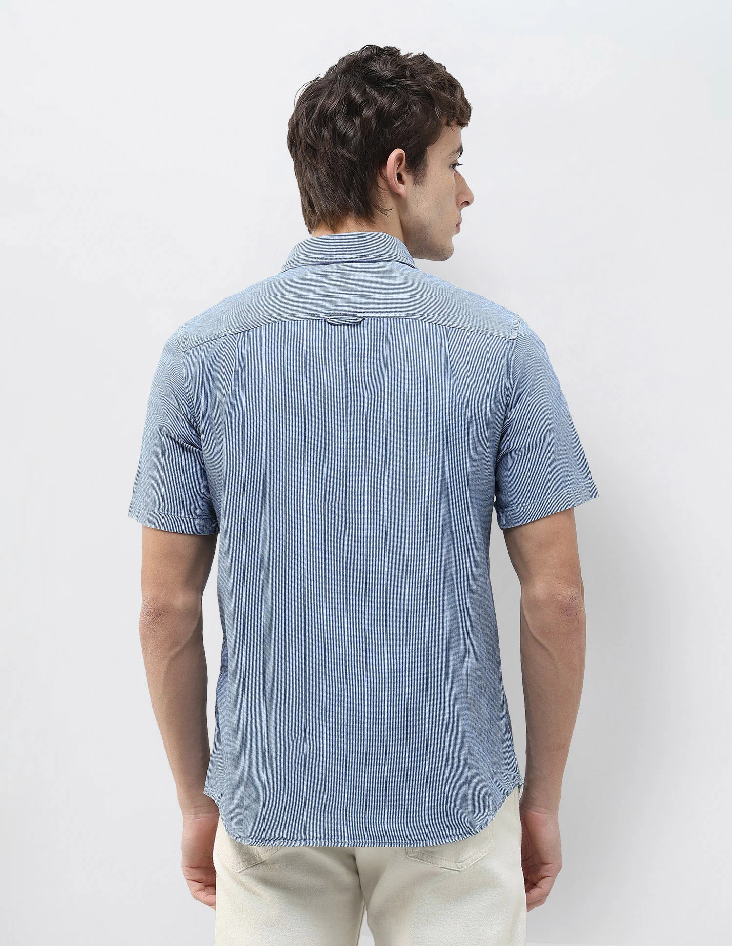Regular Fit Self Design Vertical Striped Shirt - Image 5