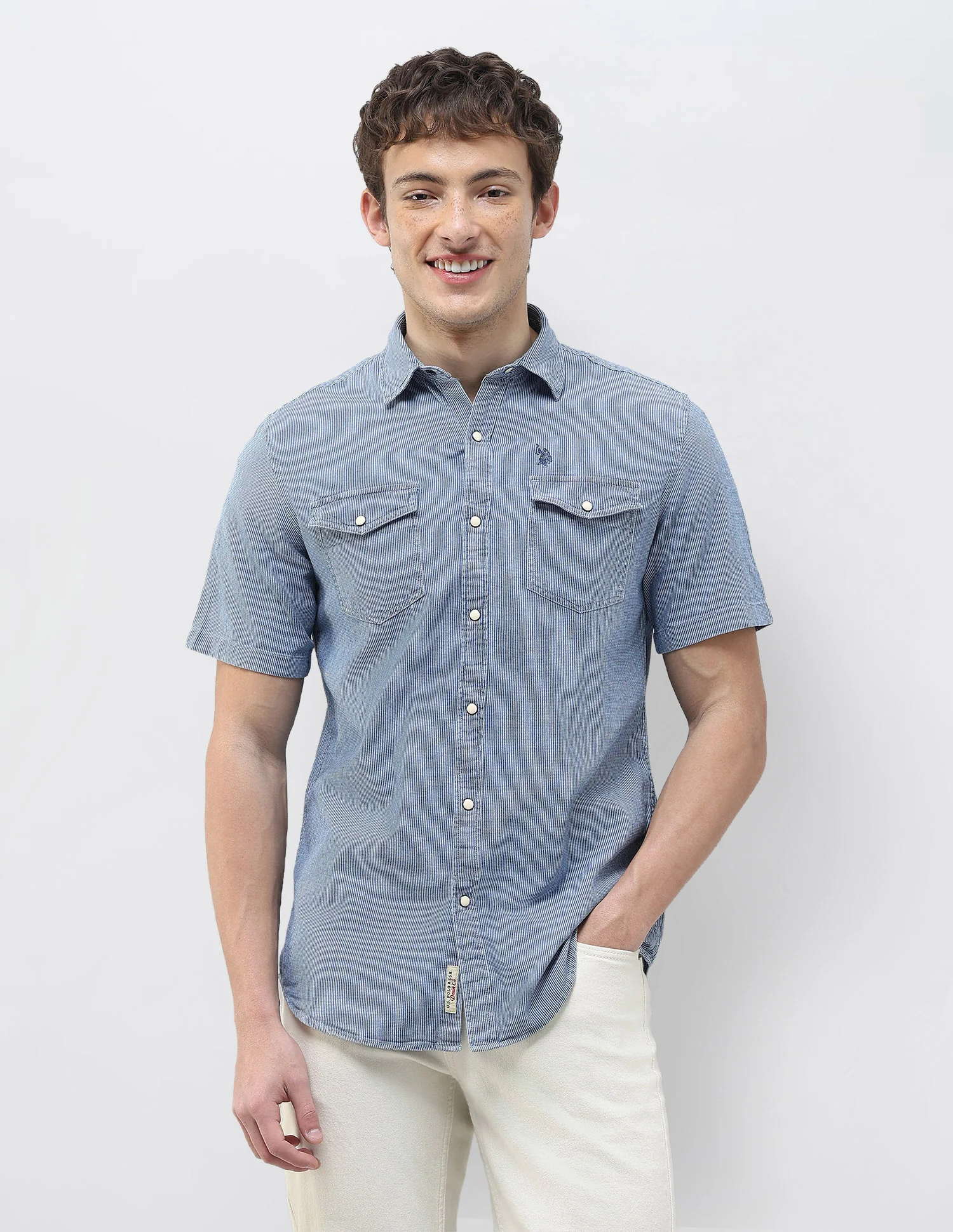 Regular Fit Self Design Vertical Striped Shirt - Image 6