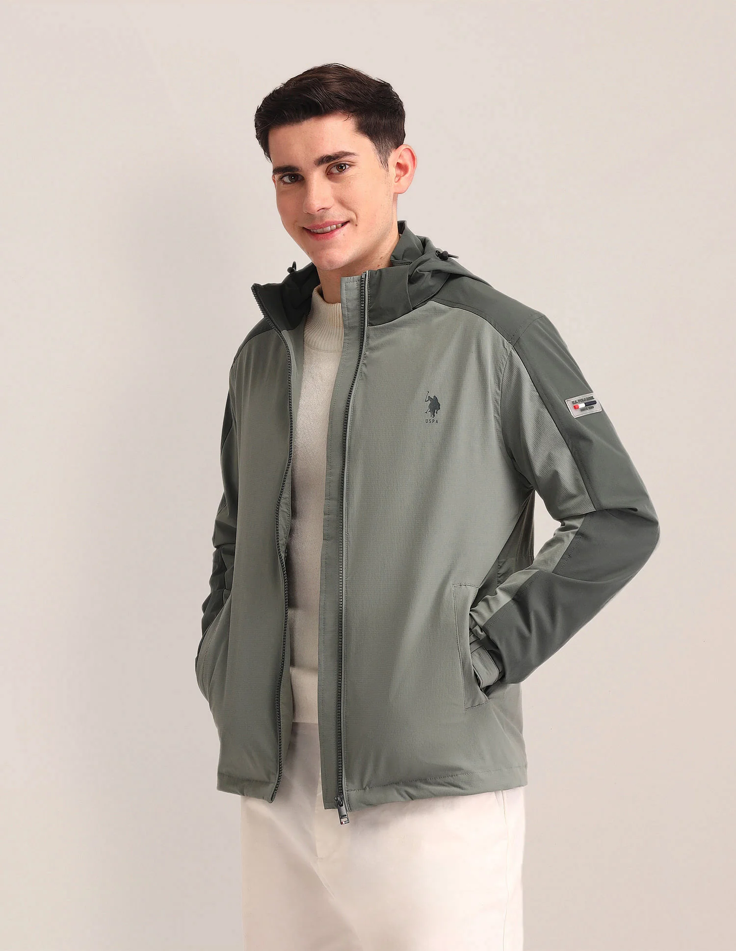 Regular Fit Solid Bomber Jacket