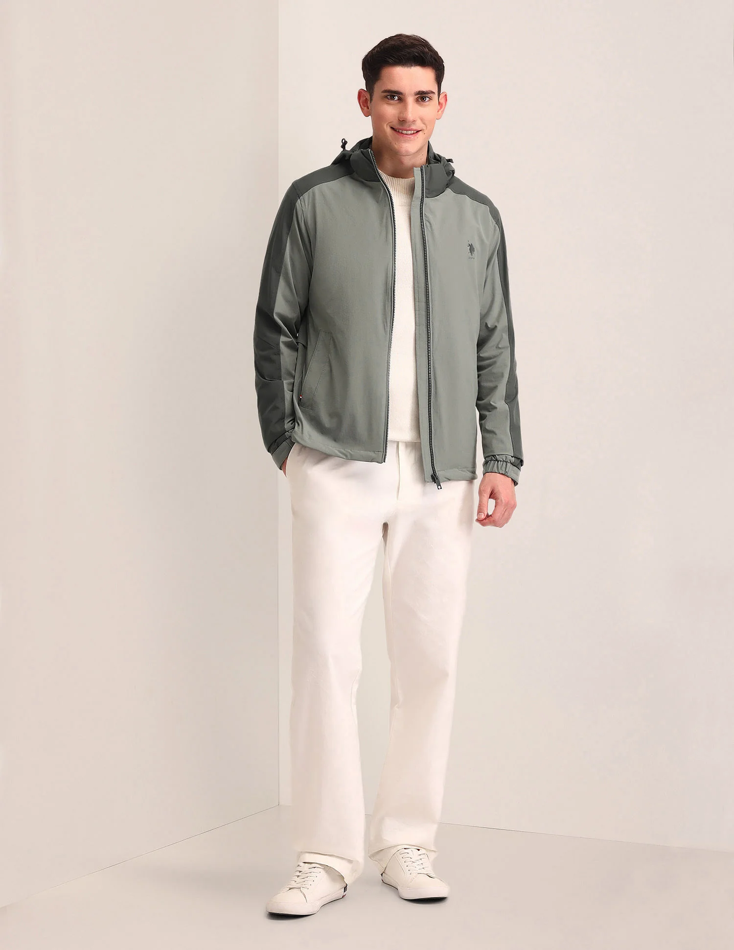 Regular Fit Solid Bomber Jacket - Image 3