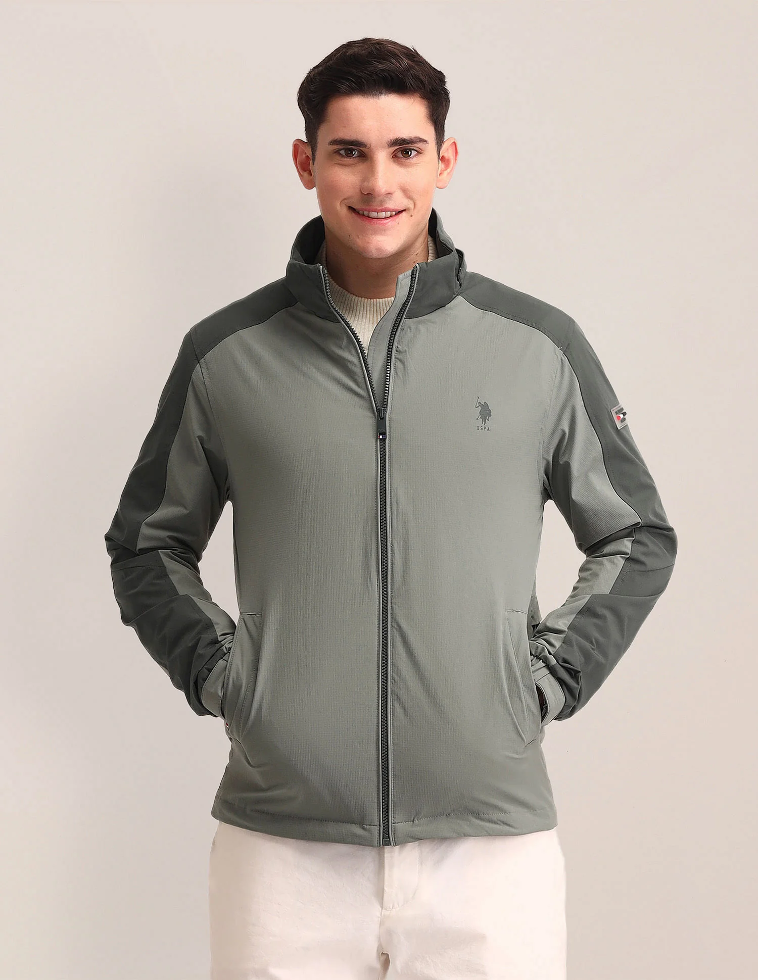 Regular Fit Solid Bomber Jacket - Image 8