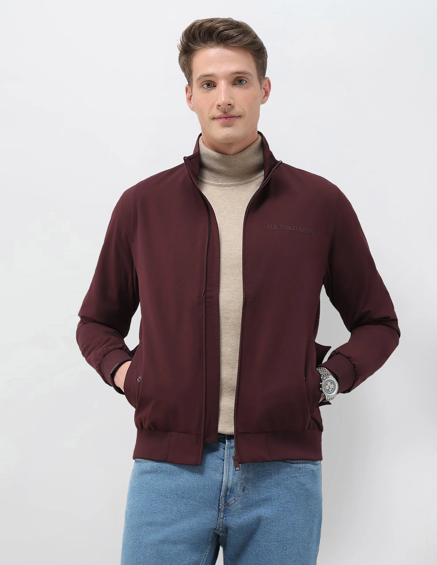 Regular Fit Solid Casual Jacket