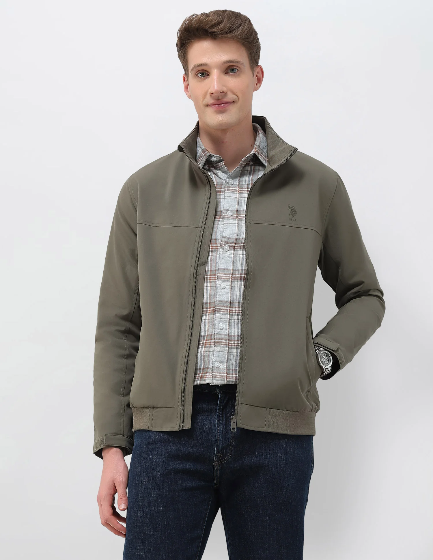 Regular Fit Solid Casual Jacket