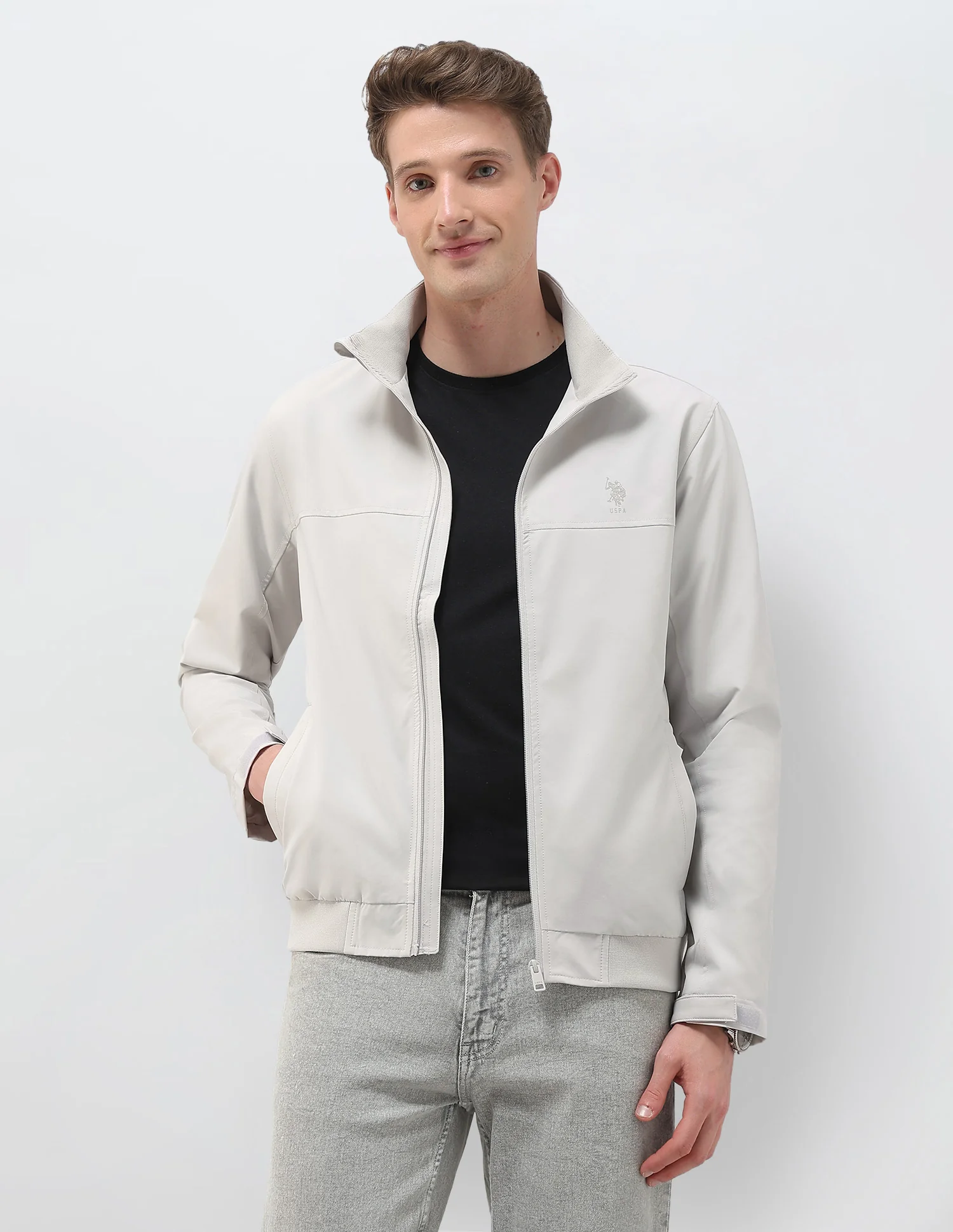 Regular Fit Solid Casual Jacket