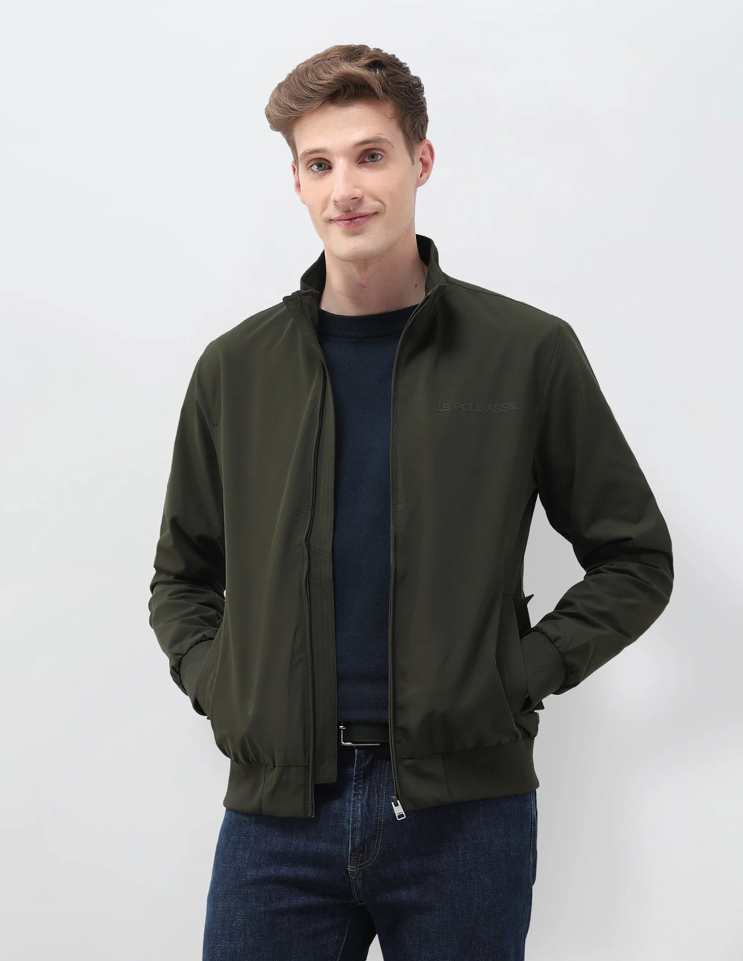 Regular Fit Solid Casual Jacket