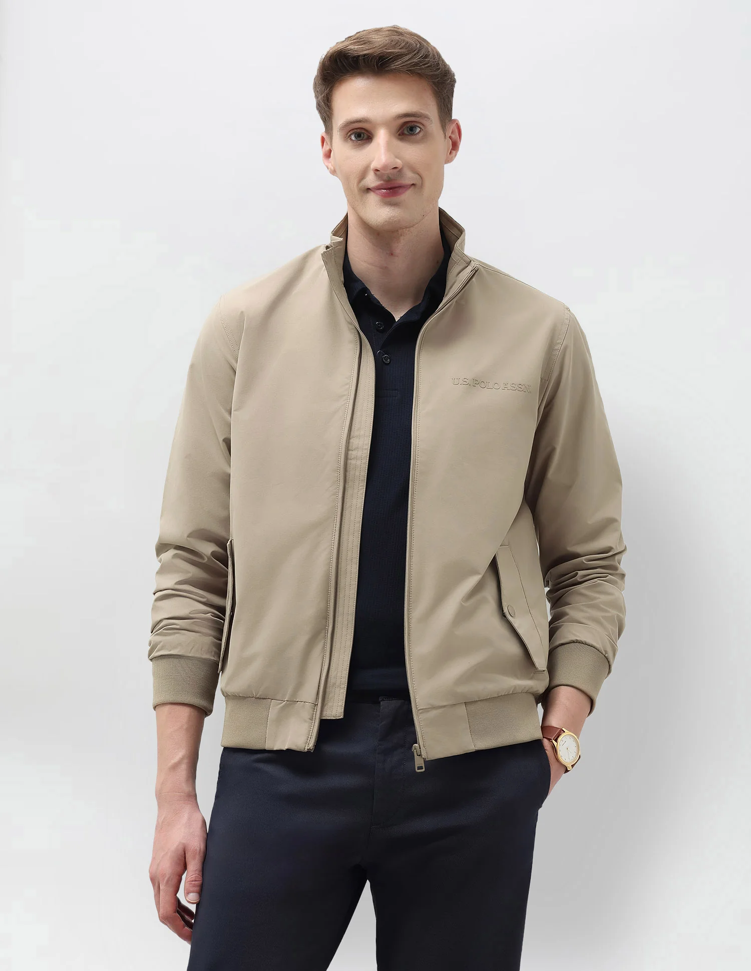 Regular Fit Solid Casual Jacket