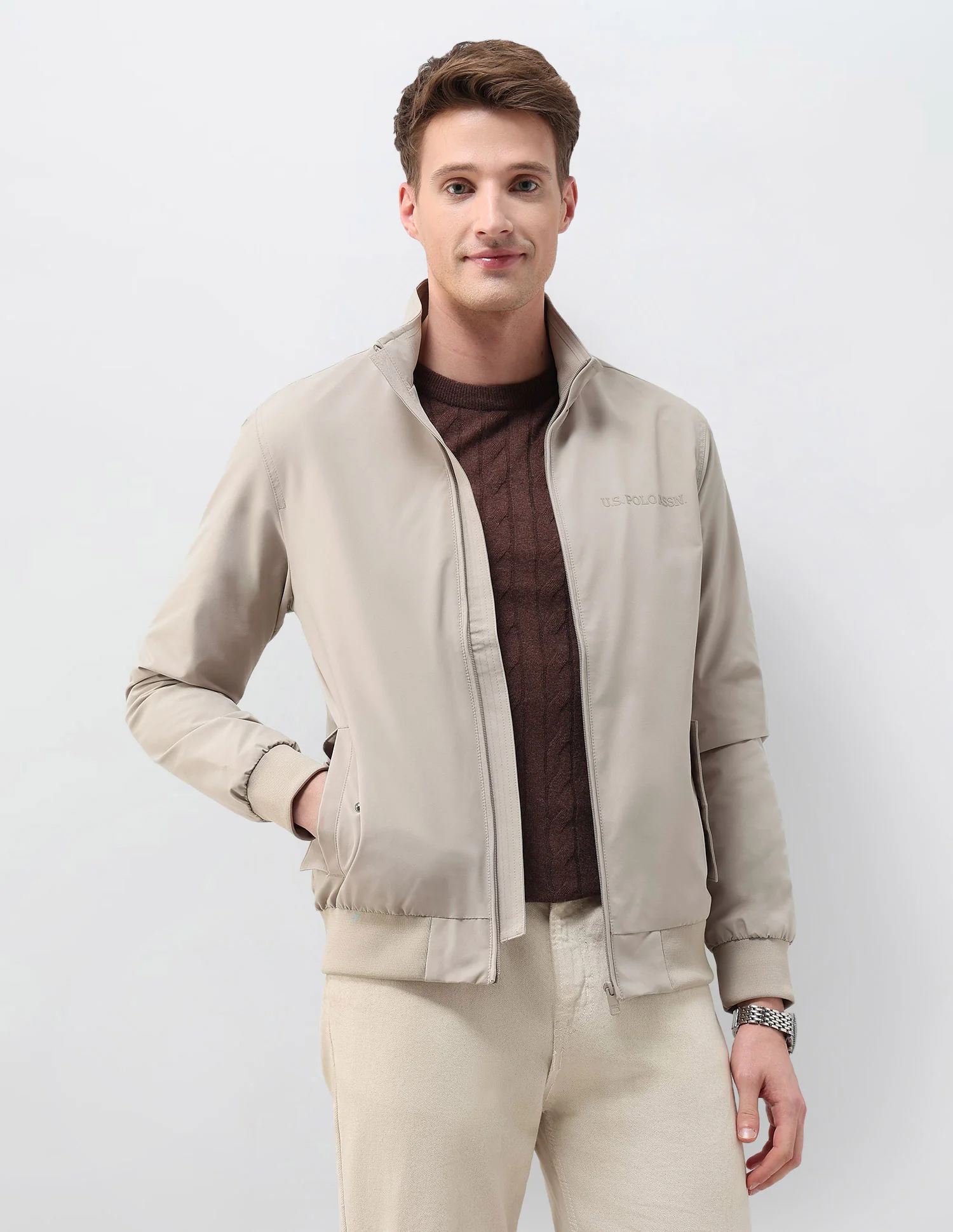Regular Fit Solid Casual Jacket