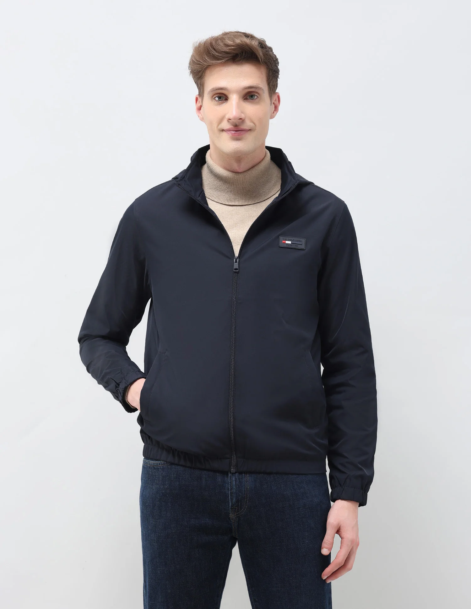 Regular Fit Solid Packable Hood Jacket - Image 6