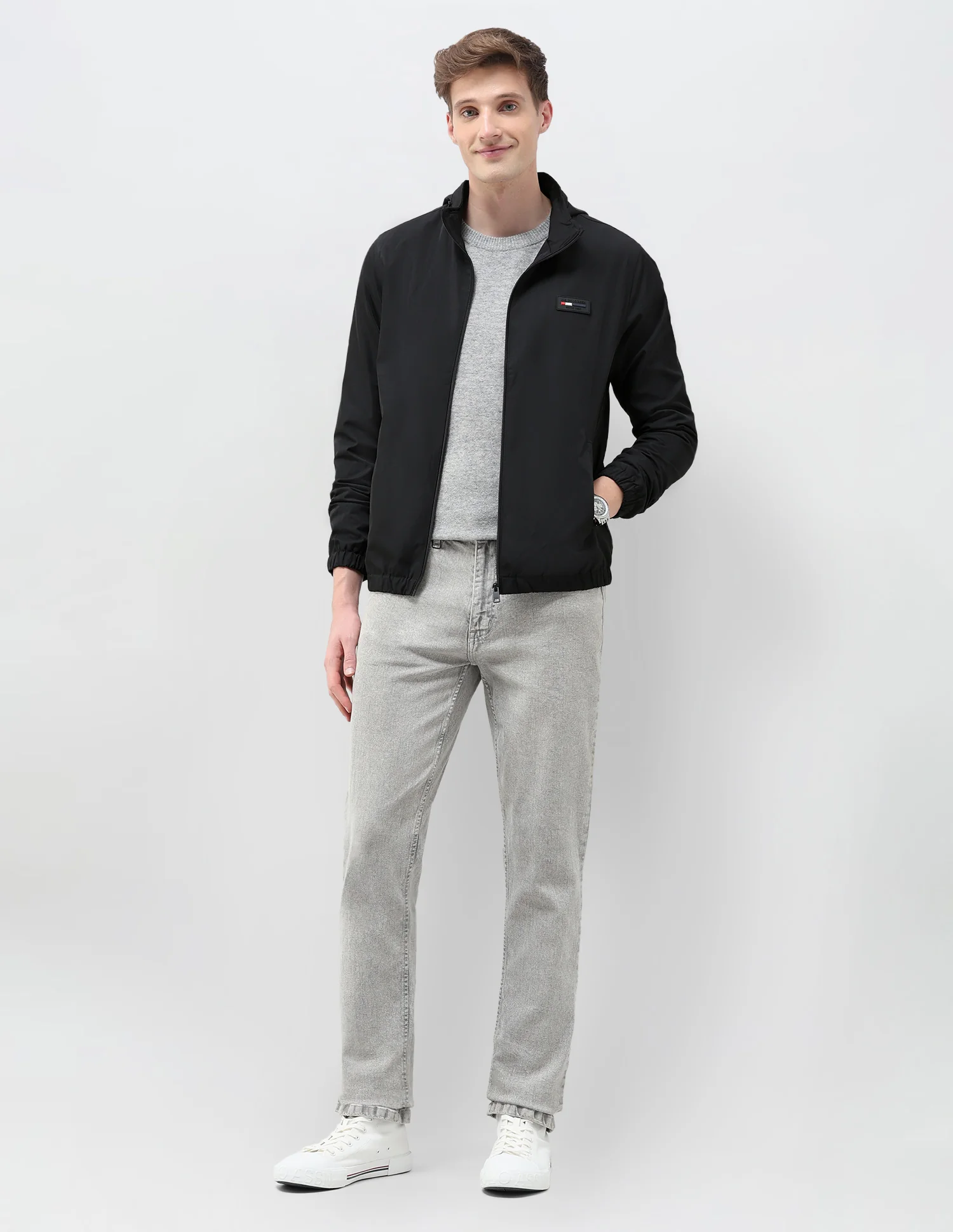 Regular Fit Solid Packable Hood Jacket - Image 3