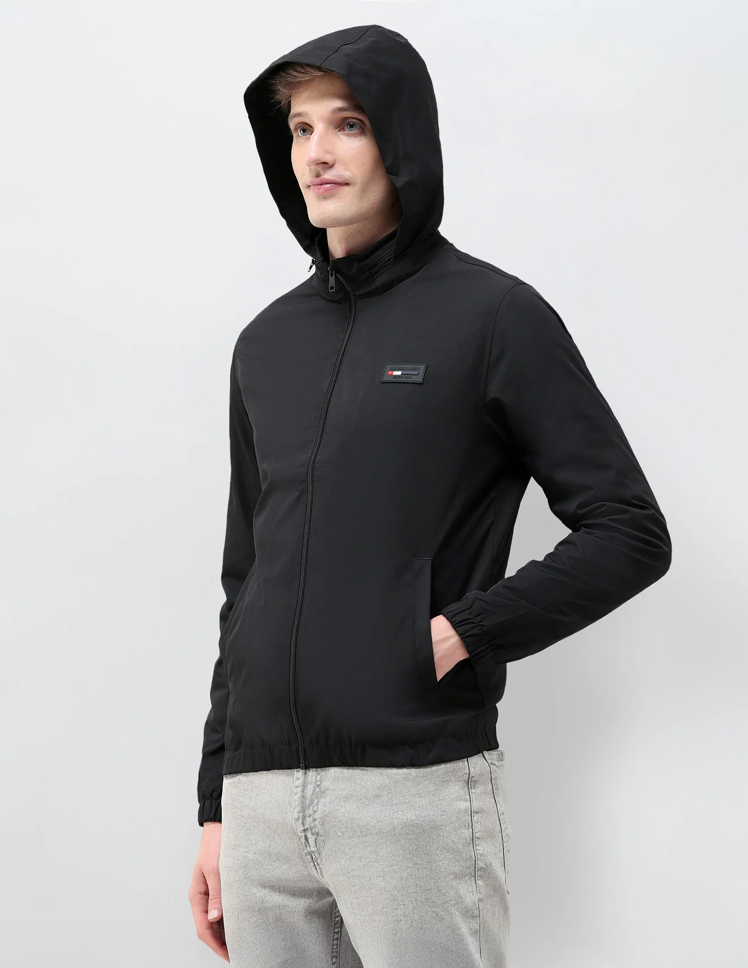 Regular Fit Solid Packable Hood Jacket - Image 4