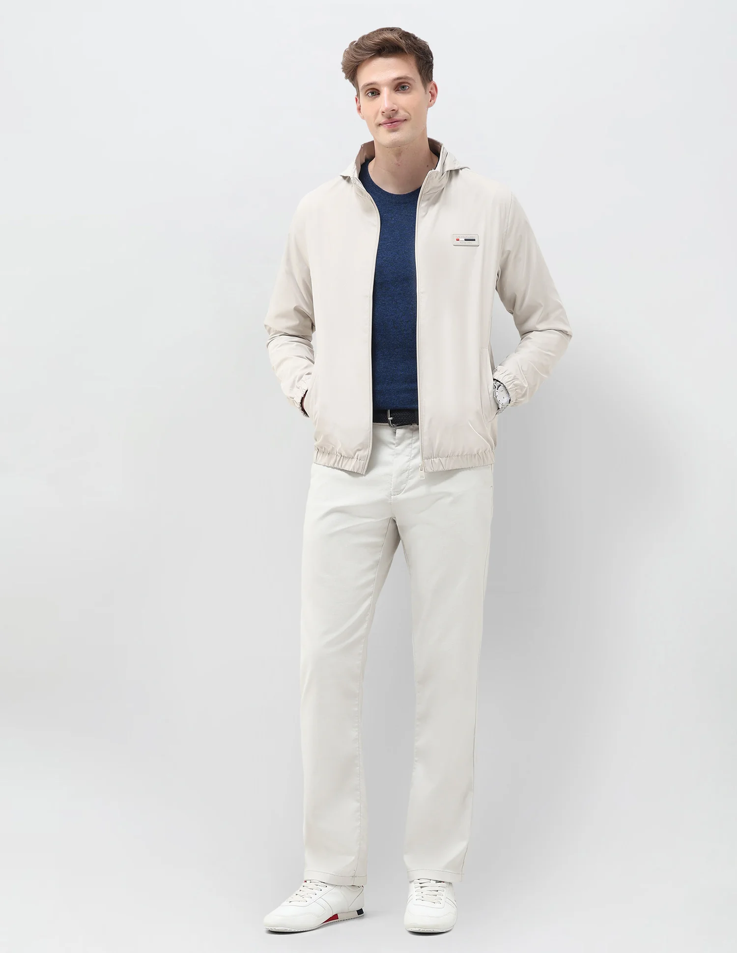 Regular Fit Solid Packable Hood Jacket - Image 3