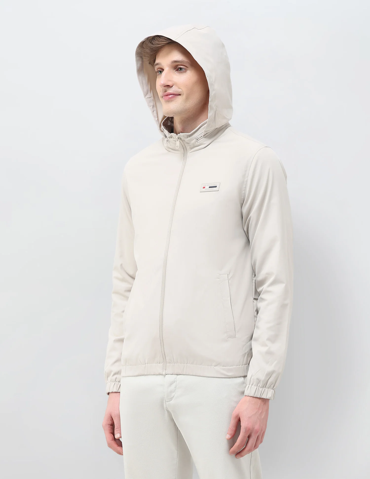 Regular Fit Solid Packable Hood Jacket - Image 4