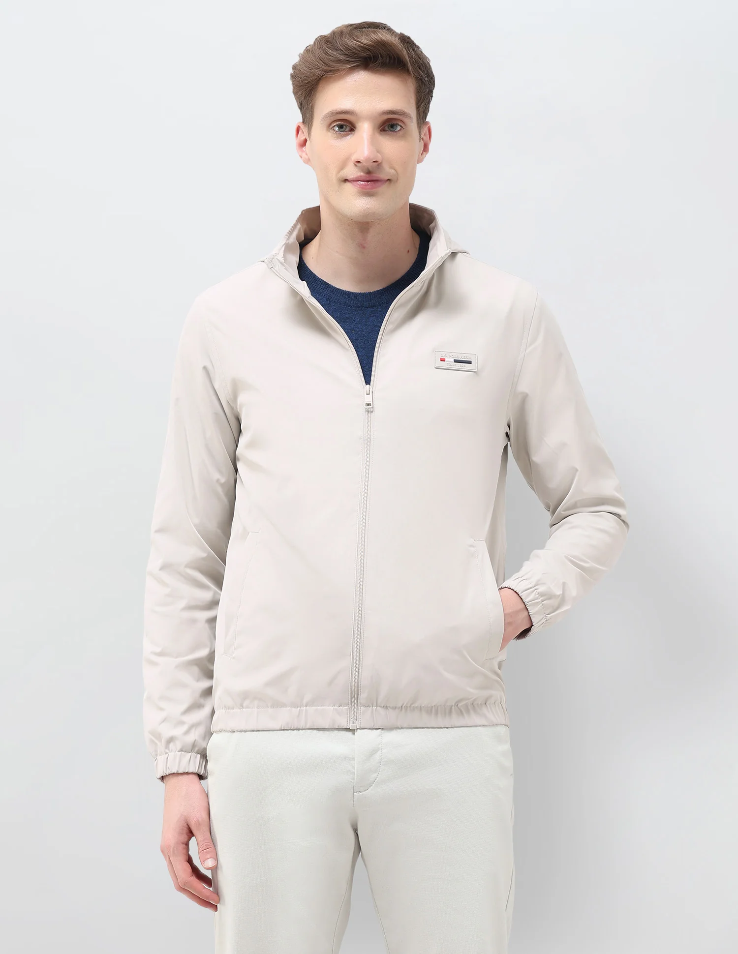 Regular Fit Solid Packable Hood Jacket - Image 6