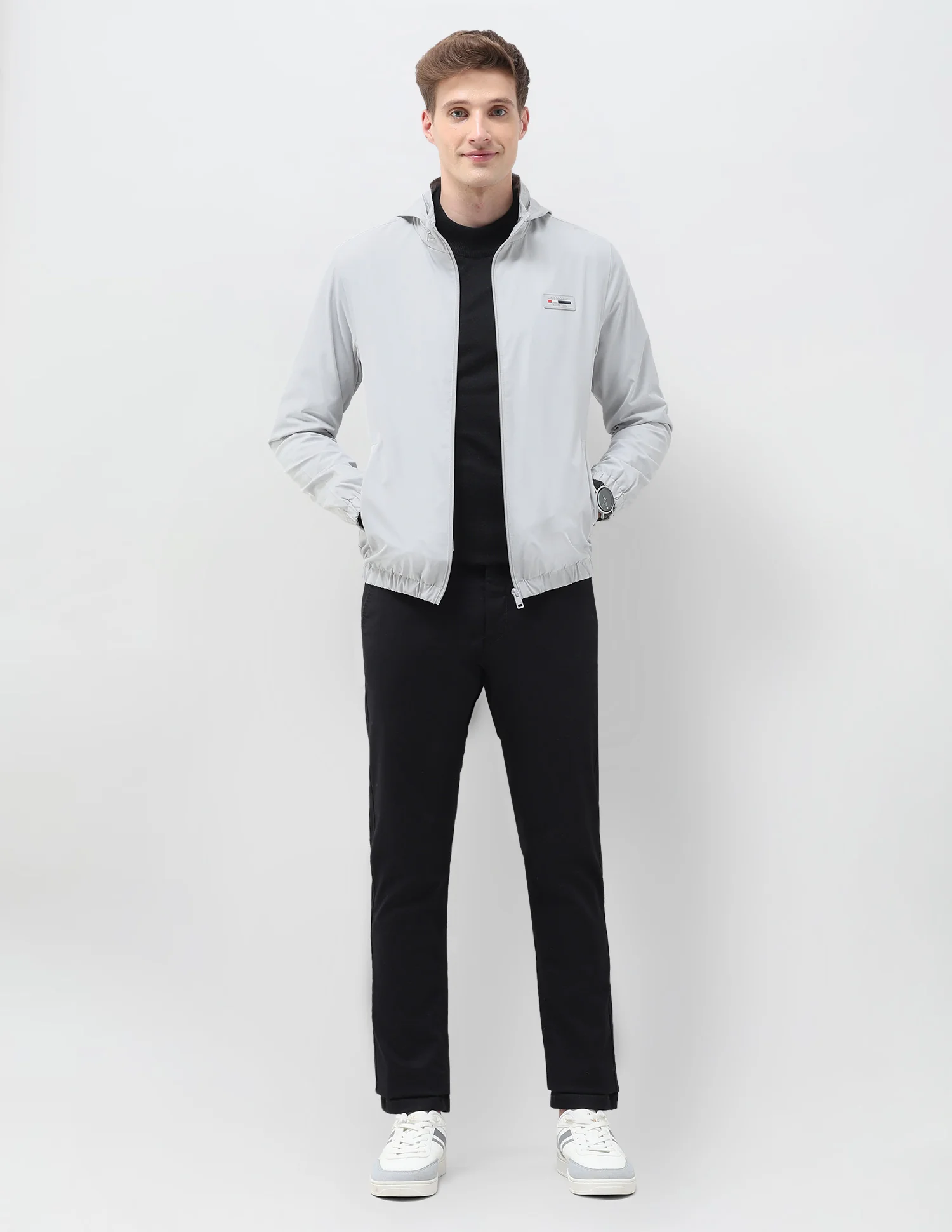 Regular Fit Solid Packable Hood Jacket - Image 3
